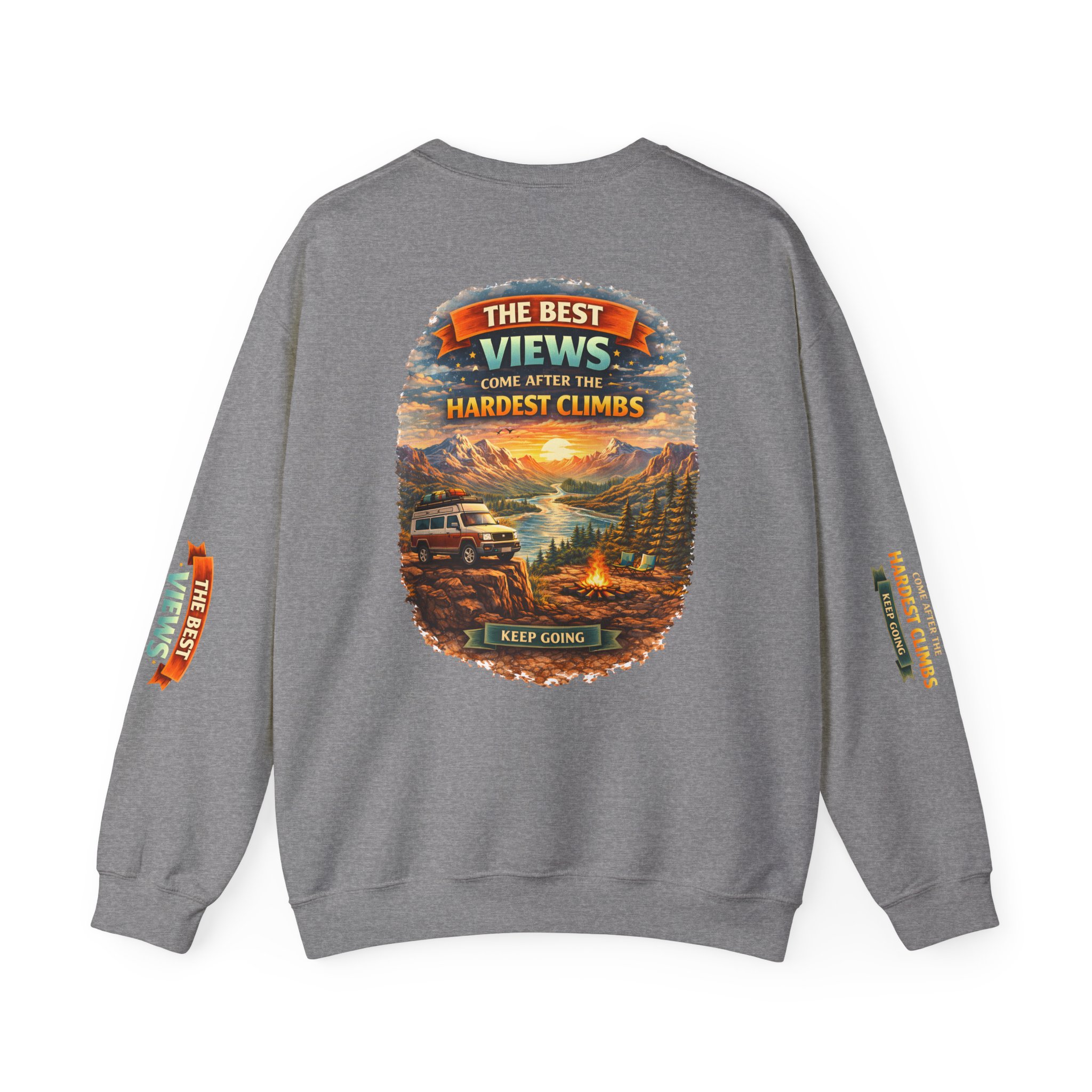 Unisex Heavy Blend™ Crewneck Sweatshirt — "The Best Views" Design Scenic-Line