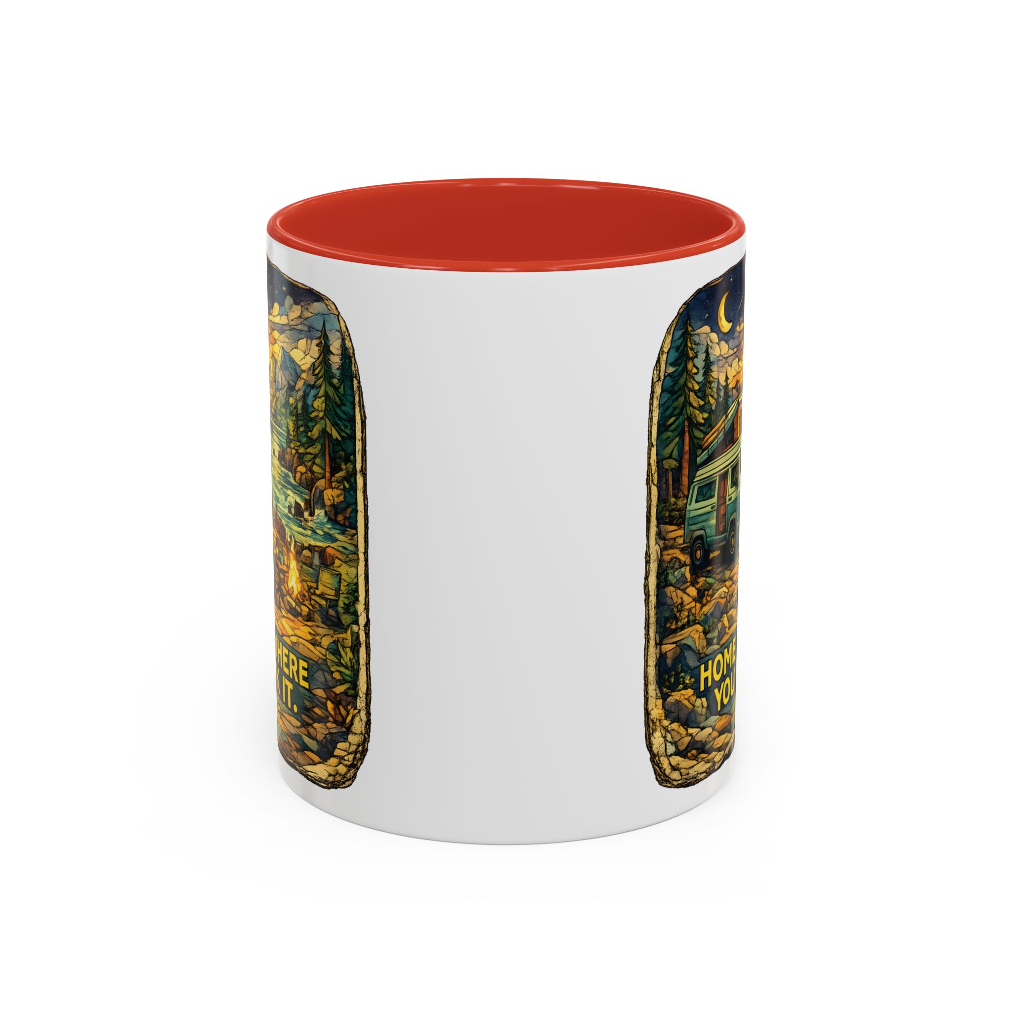 Accent Coffee Mug (11, 15oz) — "Home Is Where You Park It" Design Cubic-Line