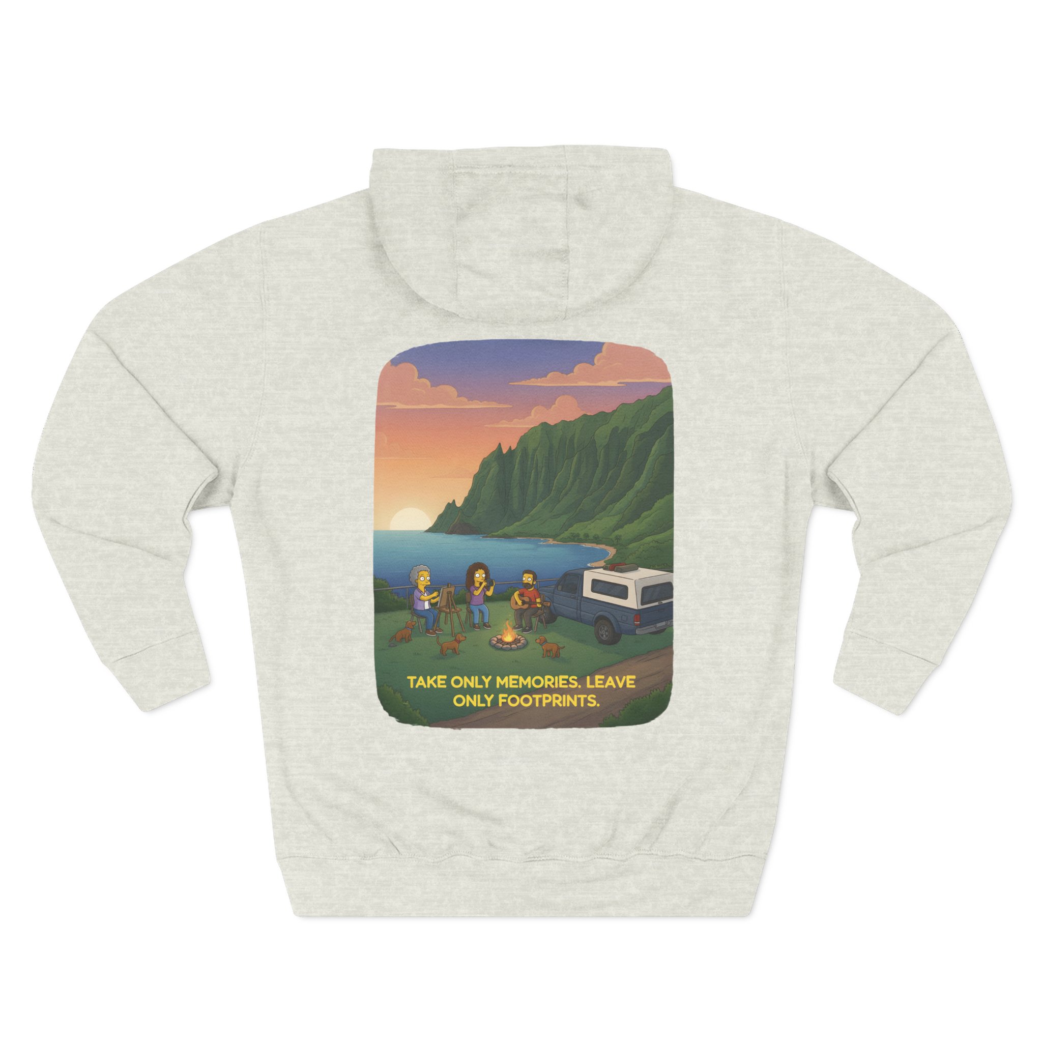 2682541602126133927_2048.jpeg Three-Panel Fleece Hoodie - "Take Only Memories-Leave Only Footprints" Design Sitcom-Line