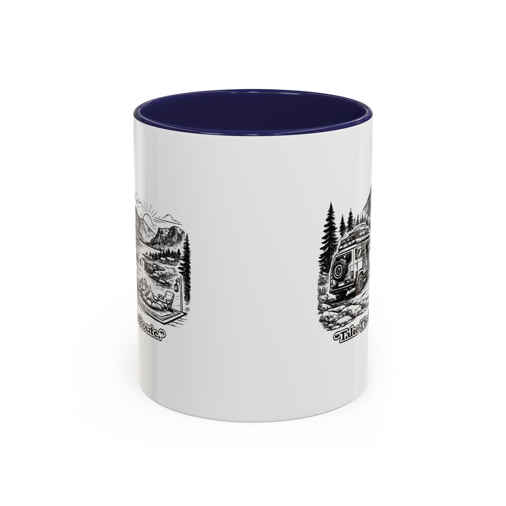 Accent Coffee Mug (11, 15oz) — "Take The Scenic Route" Design Minimal-Line