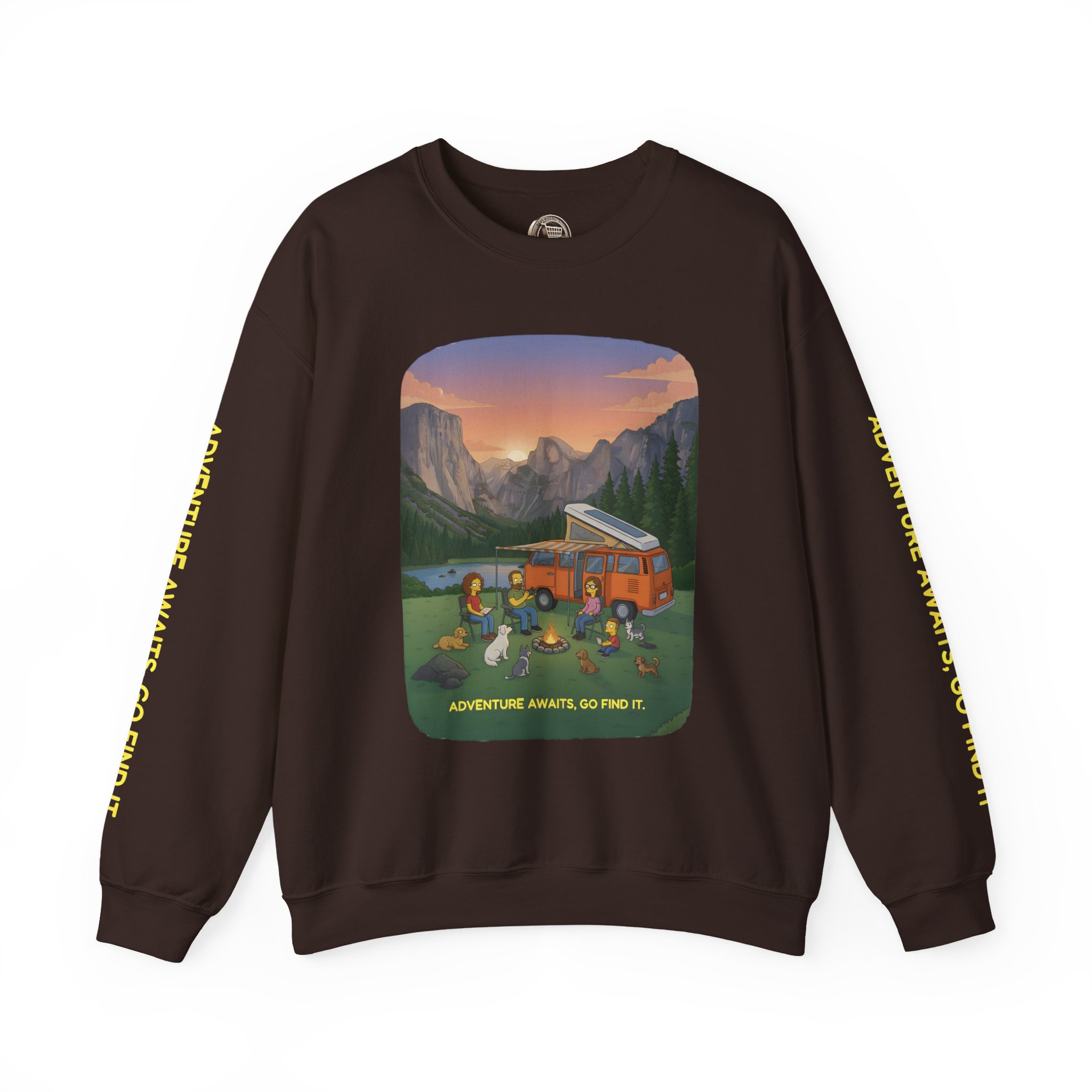 Unisex Heavy Blend™ Crewneck Sweatshirt — "Adventure Awaits-Go Find It"" Design Sitcom-Line