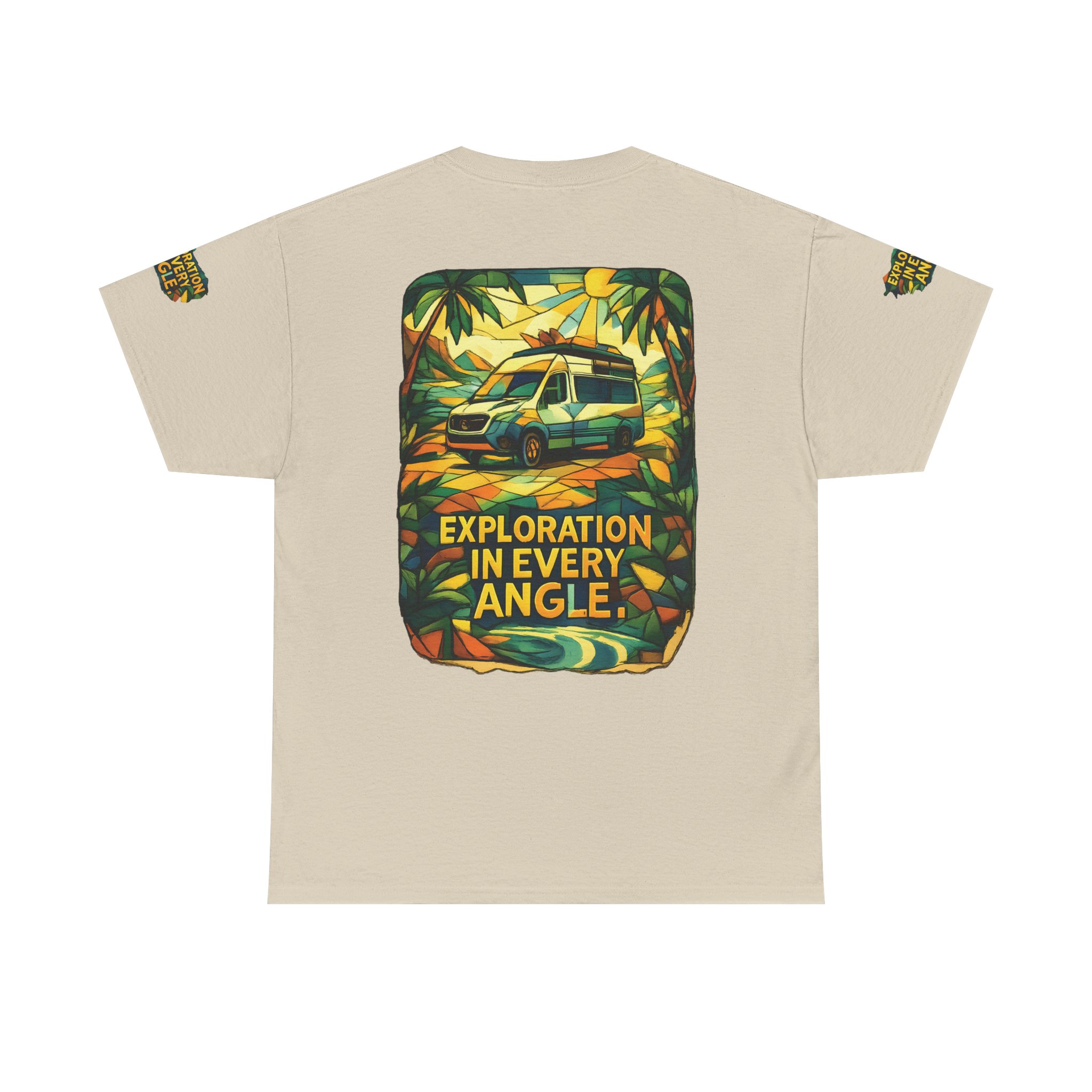 Unisex Heavy Cotton Tee — "Exploration In Every Angle" Design Cubic-Line