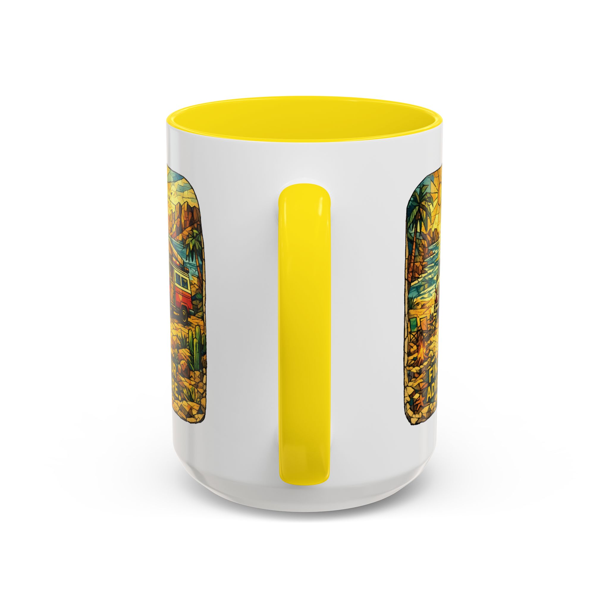 Accent Coffee Mug (11, 15oz) — ""Find Your Adventure"" Design Cubic-Line