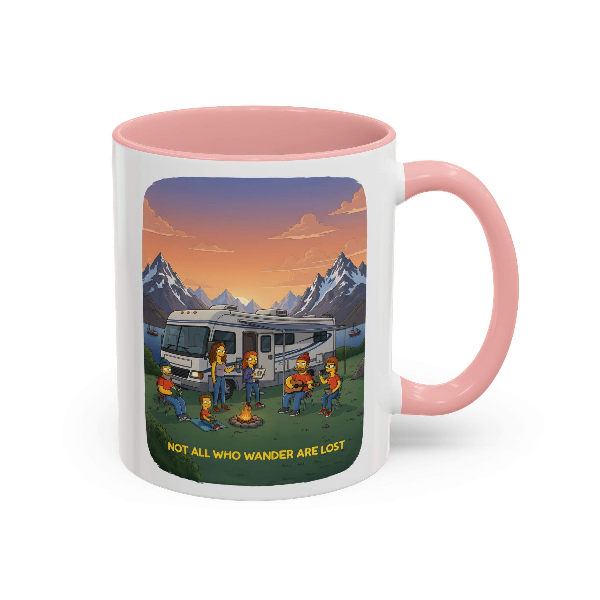 Accent Coffee Mug (11, 15oz) — "Not All Who Wander Are Lost" Design Sitcom-Line