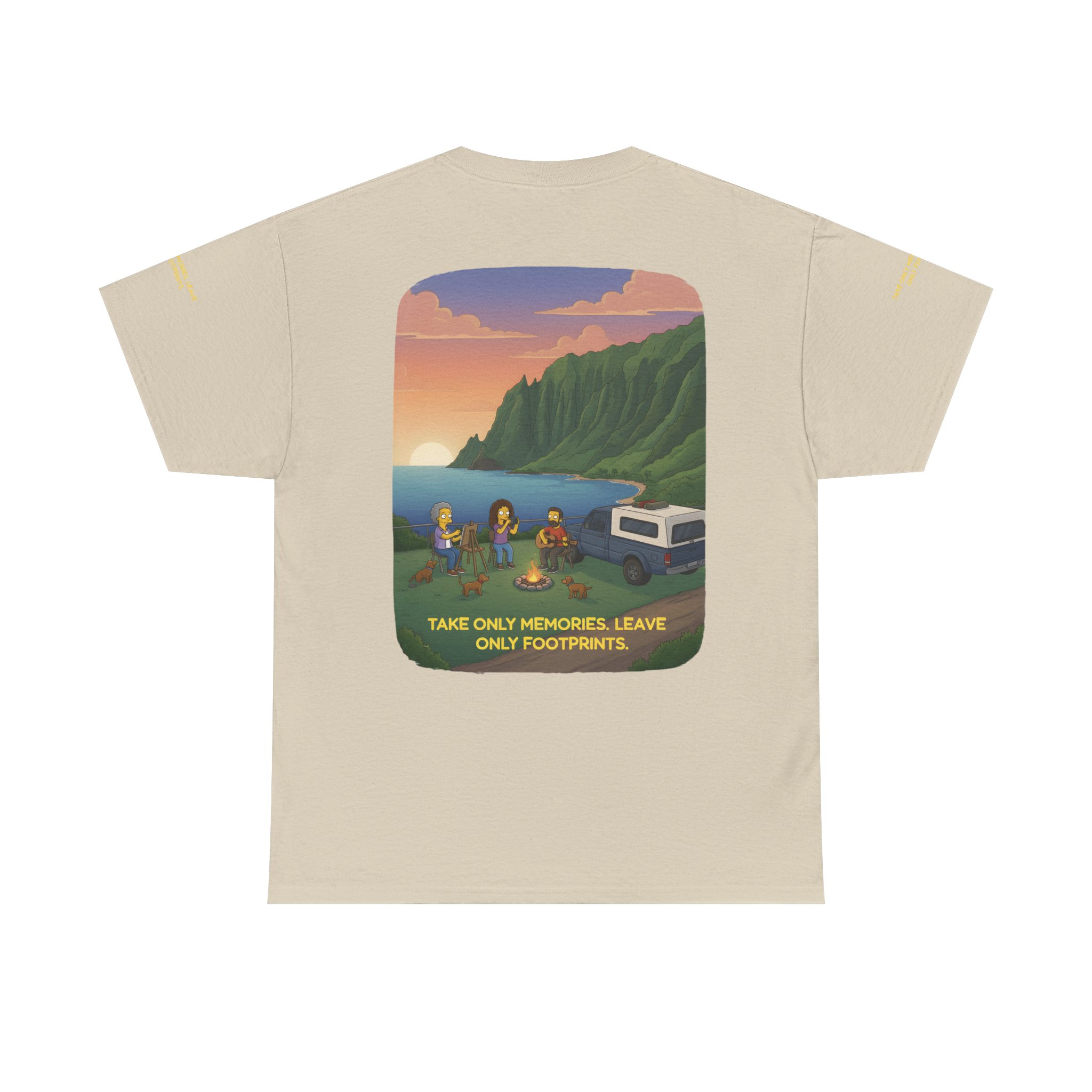 Unisex Heavy Cotton Tee — "Take Only Memories-Leave Only Footprints" Design Sitcom-Line