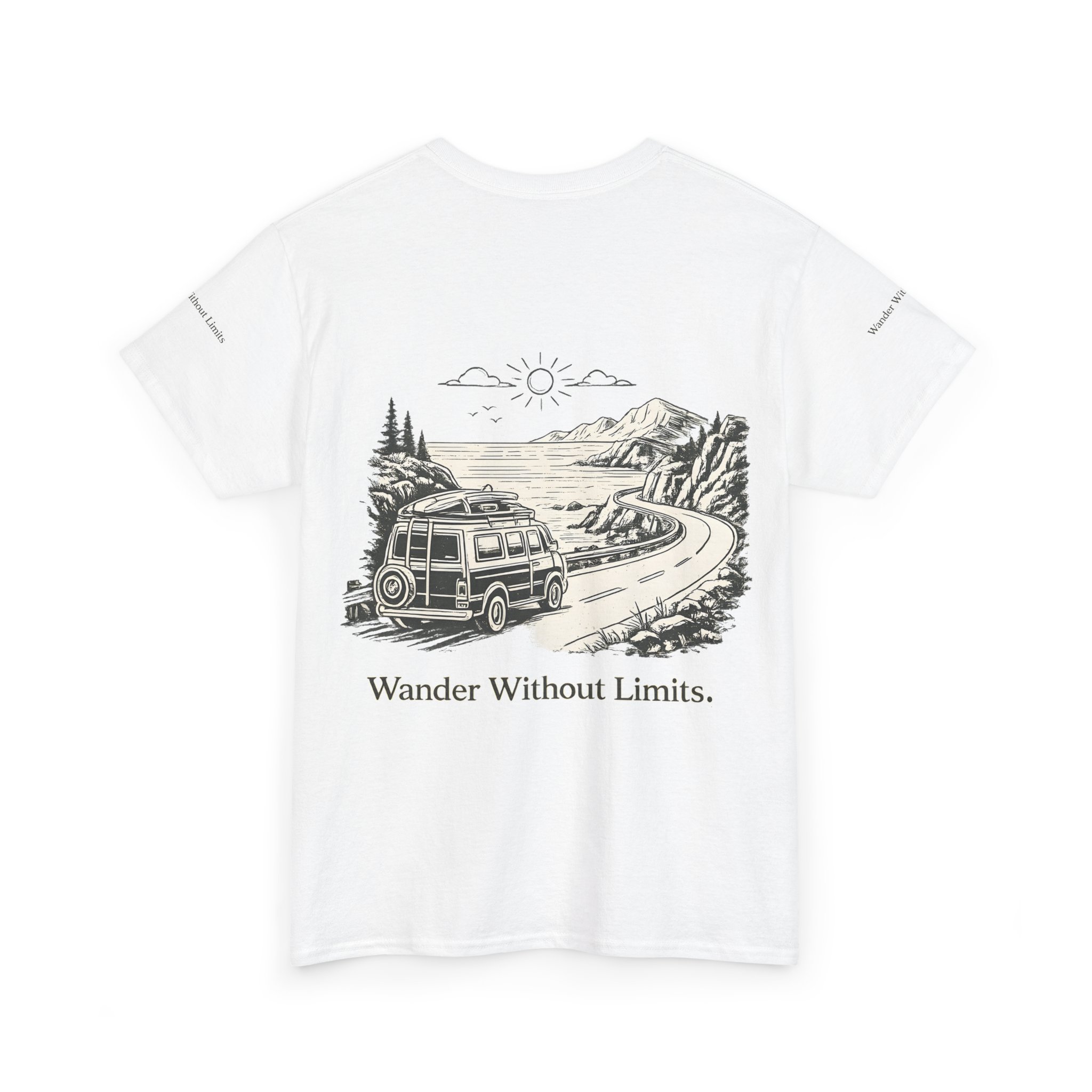 2710615175424276154_2048.jpeg Unisex Heavy Cotton Tee — "Wander Without Limits" Design Minimal-Line