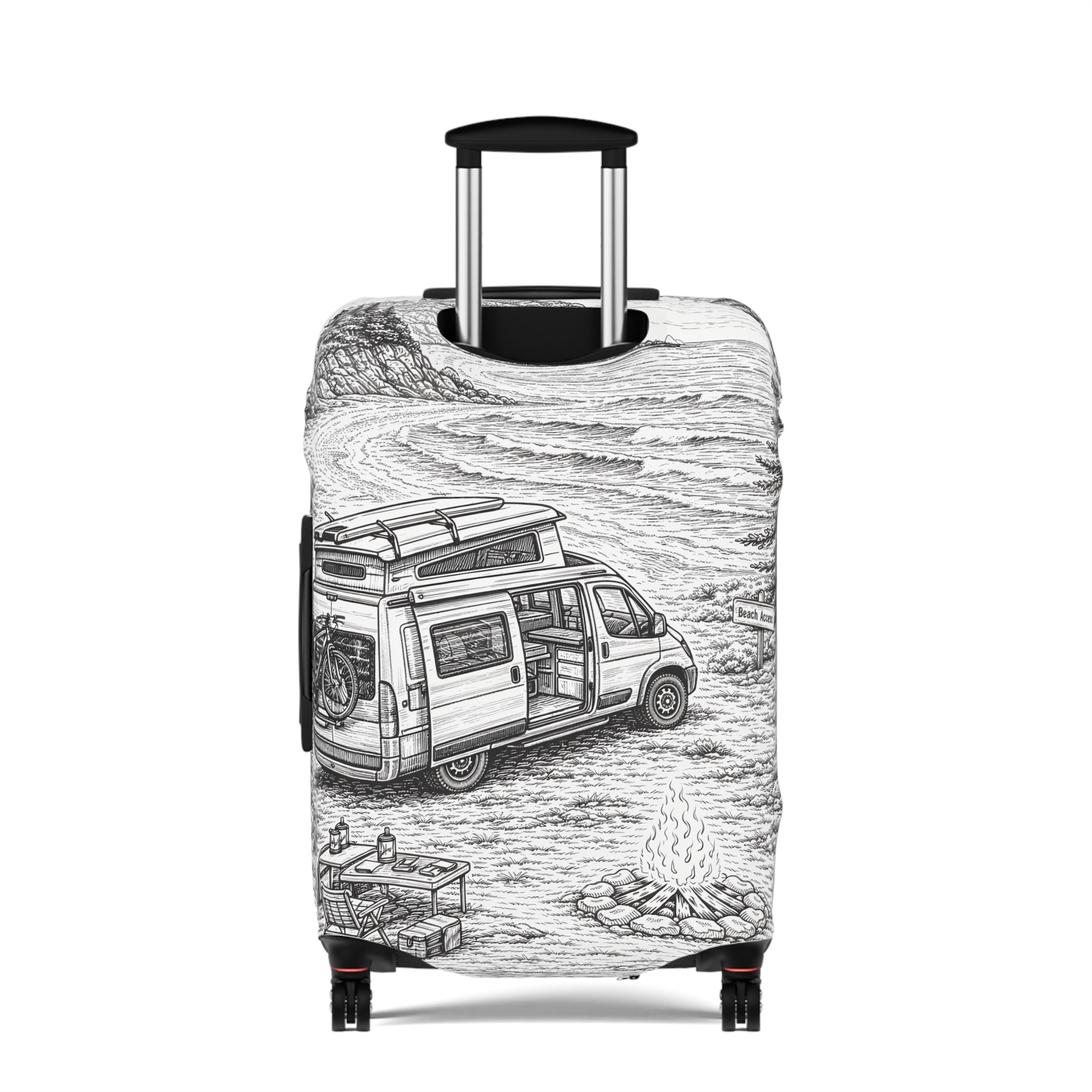 Luggage Cover — Adventure Camper Sketch Travel Suitcase