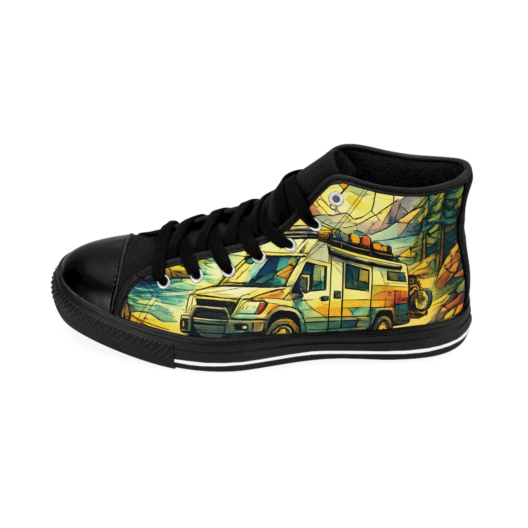 Women's Classic Sneakers – Rv Print (Cubic-Line)