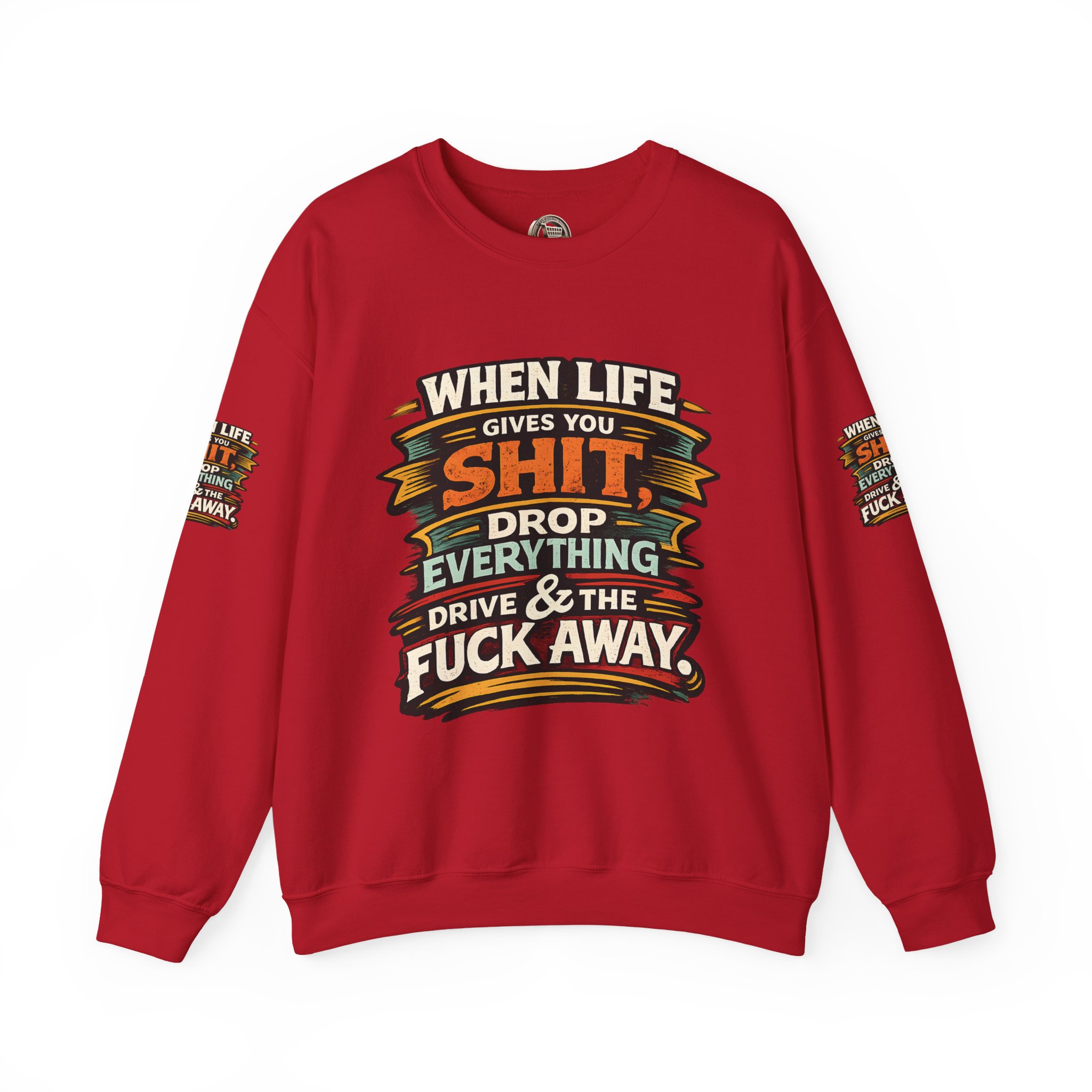 Unisex Heavy Blend™ Crewneck Sweatshirt — "When Live Gives You Shit" Design F**K-Line