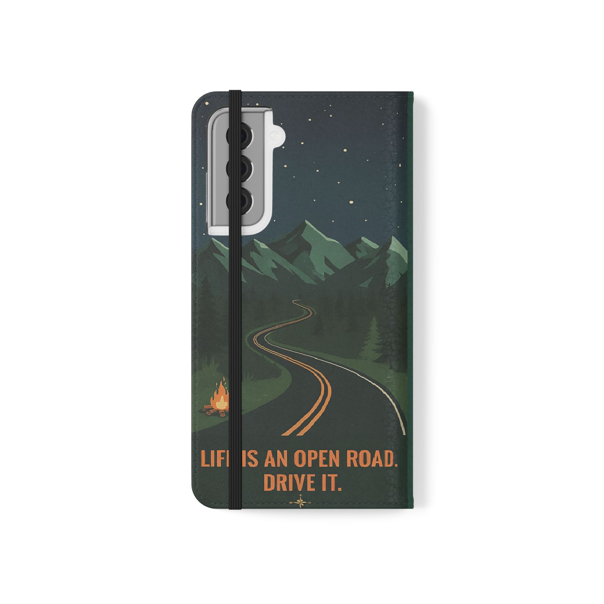 Flip Phone Case — "Roam More Worry Less - Life Is An Open Road" Phone Wallet
