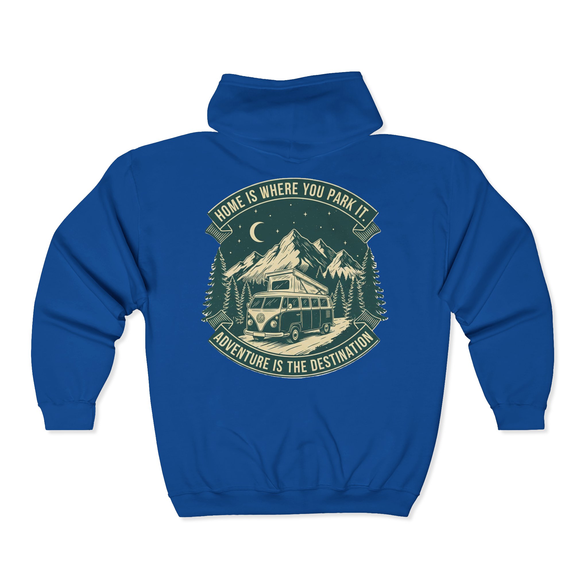 2721524875465990831_2048.jpeg Zip Hoodie — "Home Is Where You Park It-Adventure is the destination"(Only Back Printed) Camper Van Adventure Zip-Up