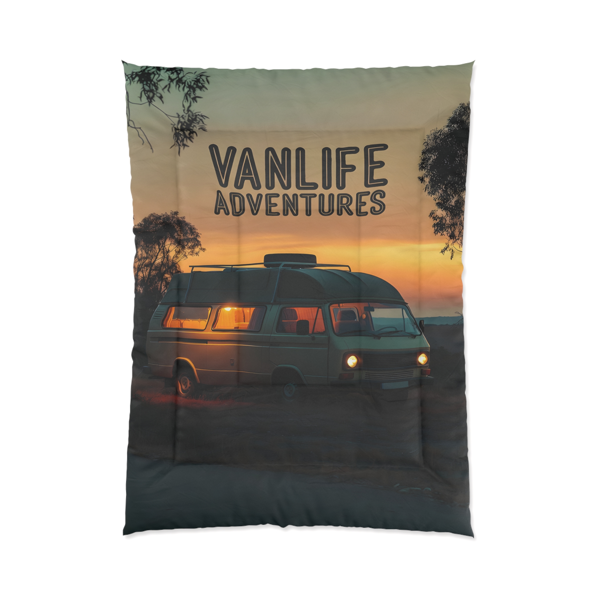 Comforter –"Vanlife Adventures" Sunset Camper Van Bedding for Travelers & Campers