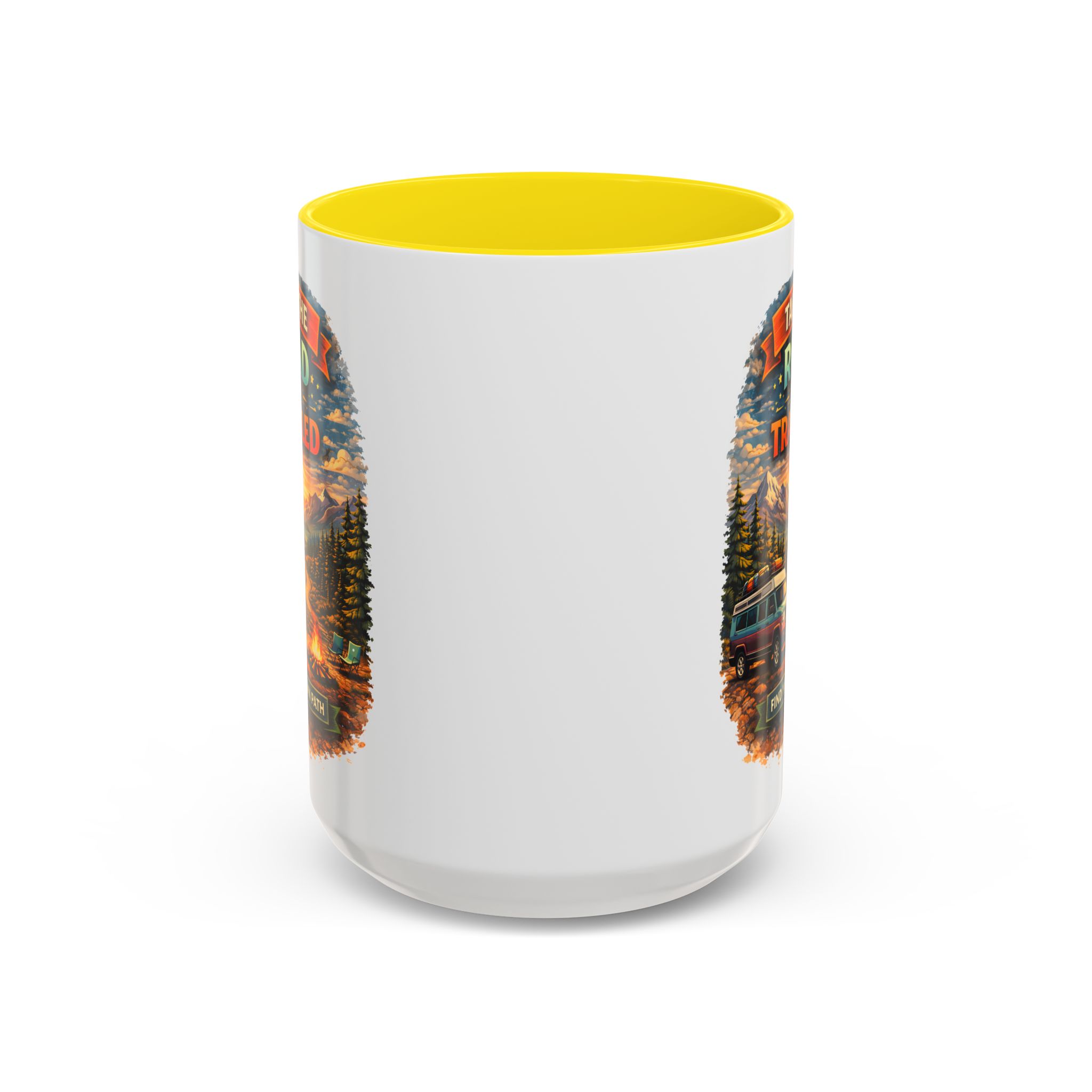 27273356647302640_2048.jpeg Accent Coffee Mug (11, 15oz) — "Take The Road Less Traveled" Design Scenic-Line