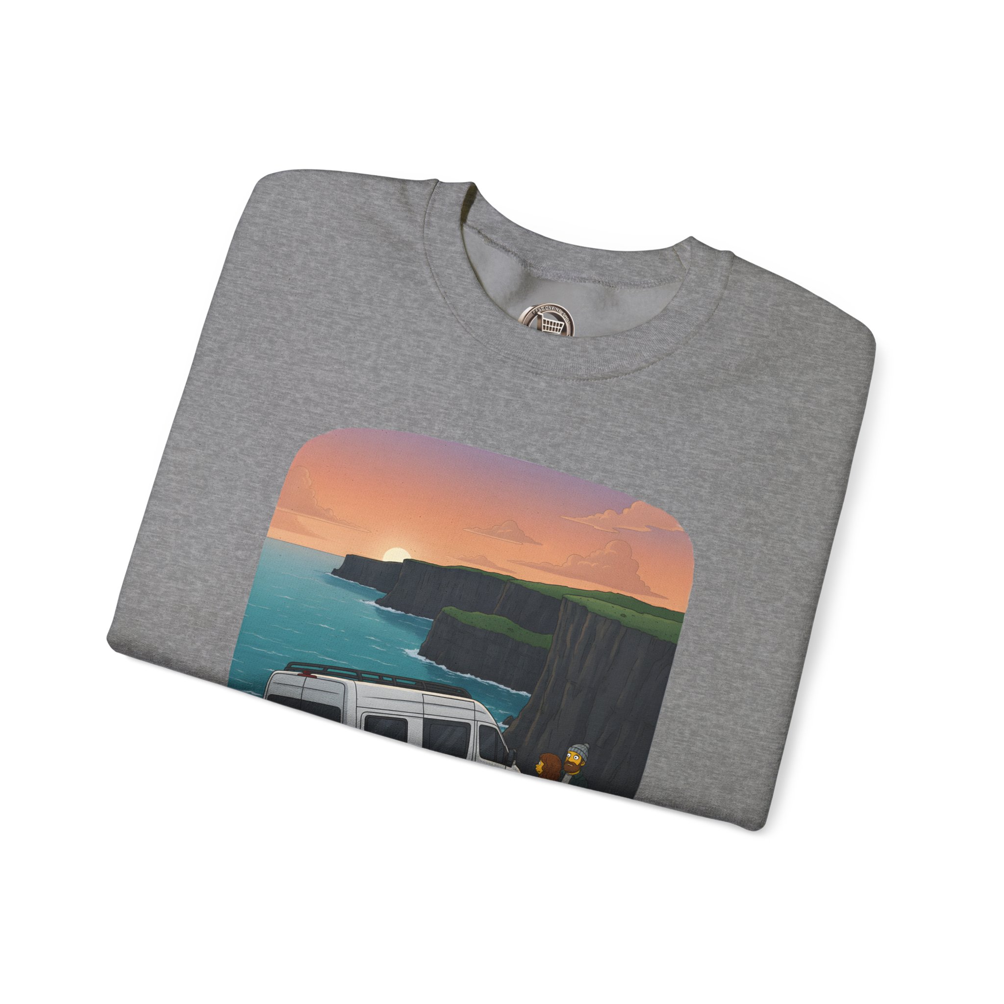 Unisex Heavy Blend™ Crewneck Sweatshirt — "Ocean Views-Adventures Awaits" Design Sitcom-Line