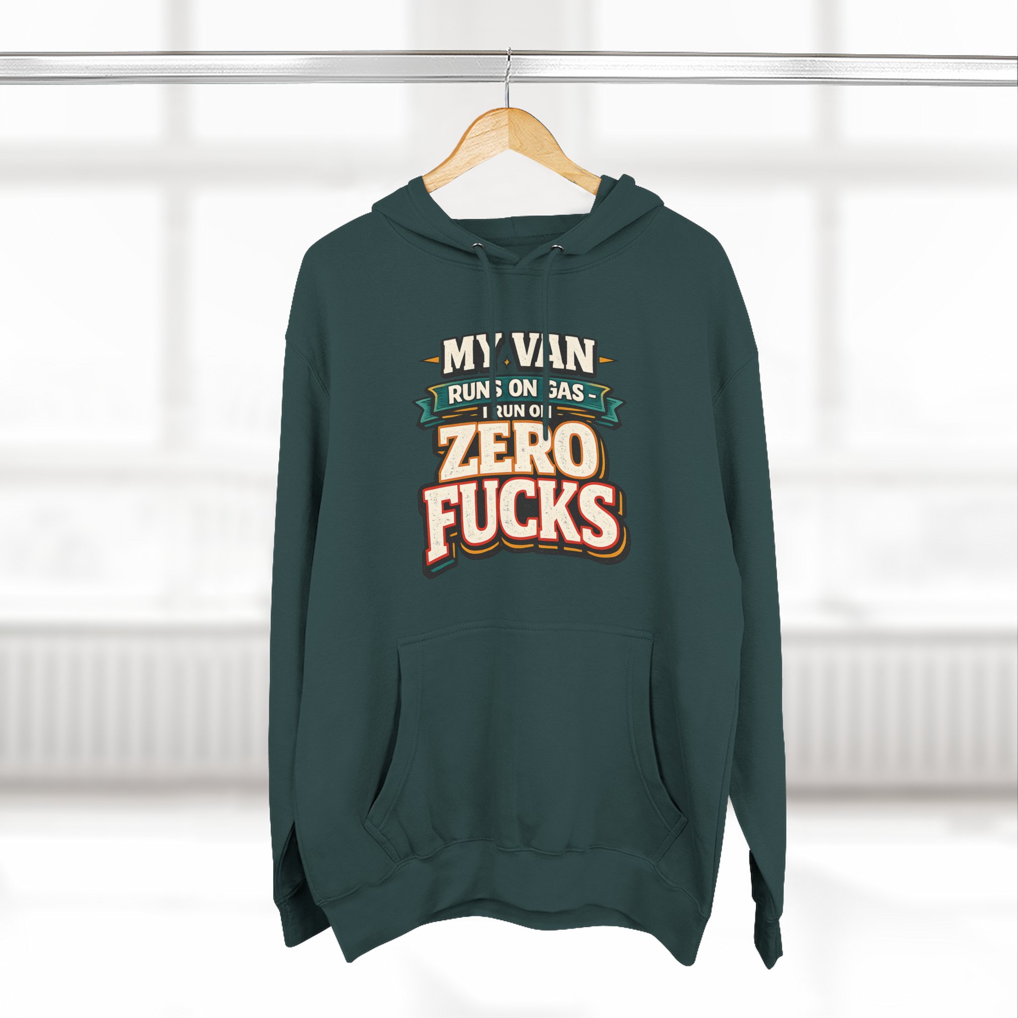 Three-Panel Fleece Hoodie - "My Van Runs On Gas" Design F**K-Line