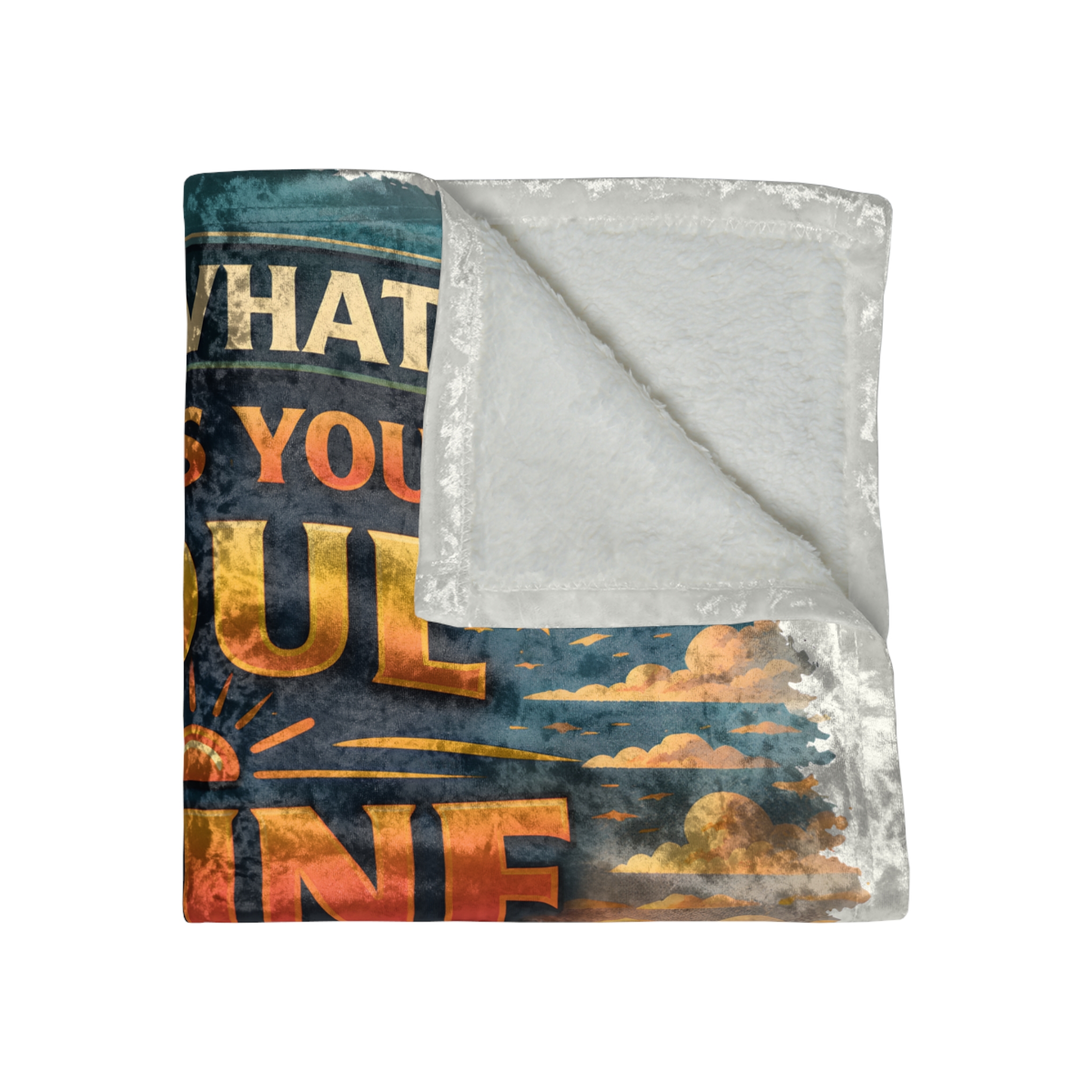 Crushed Velvet Blanket —"Do What Makes Your Soul Shine" Design Scenic-Line (Campervan)