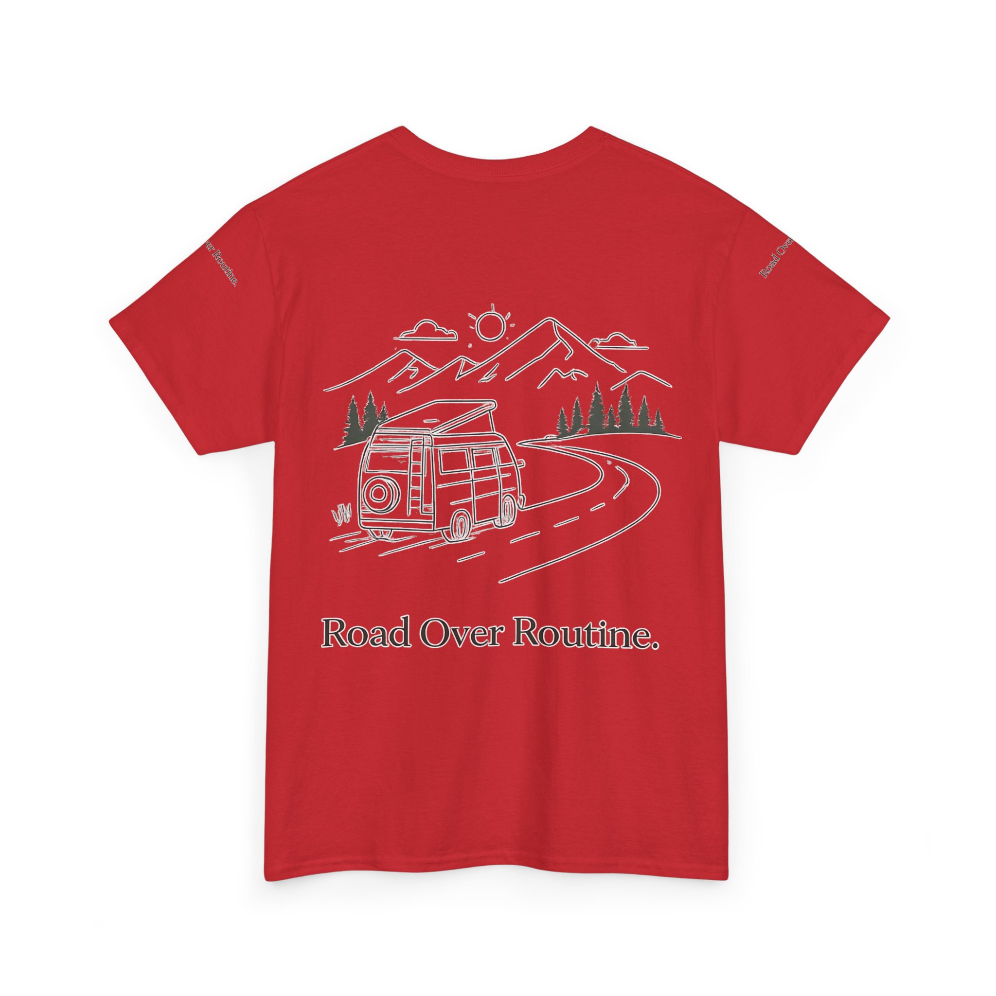 Unisex Heavy Cotton Tee — "Road Over Routine" Design Minimal-Line