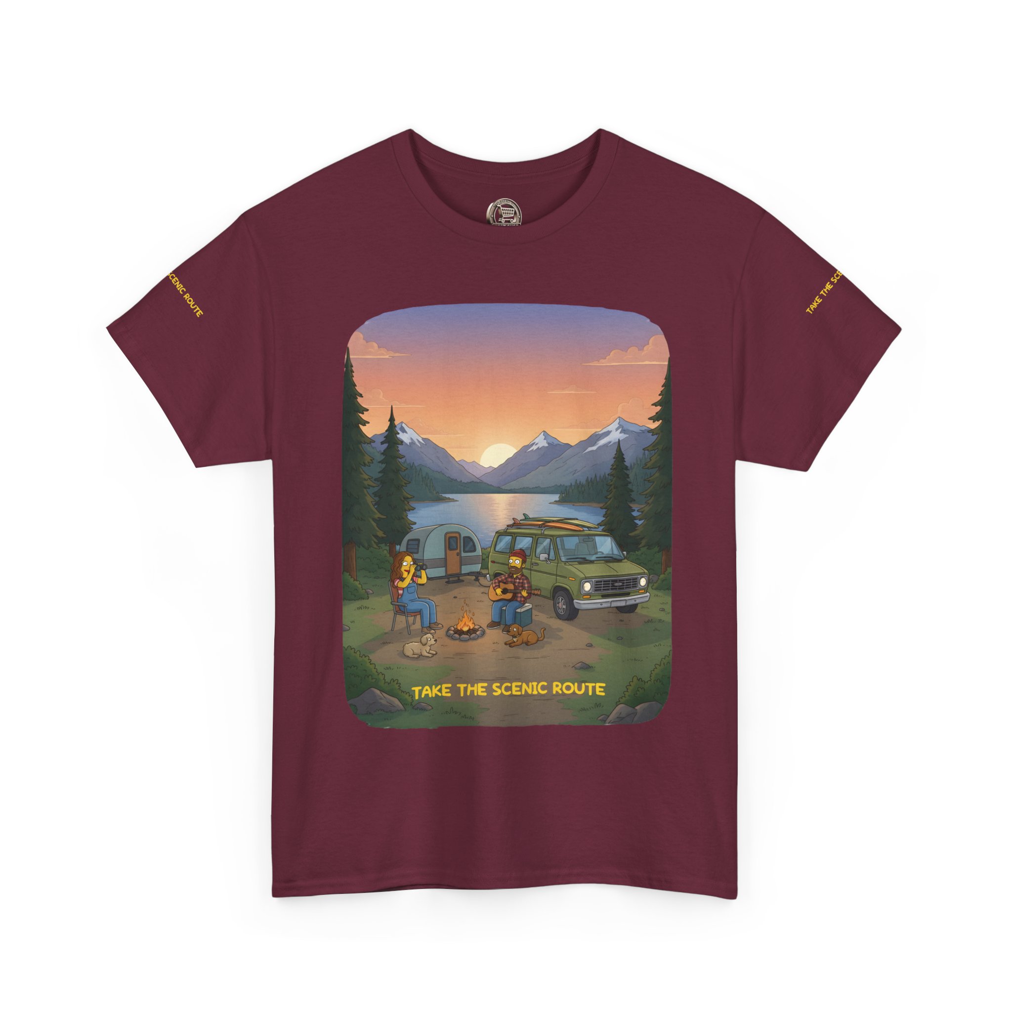 Unisex Heavy Cotton Tee — "Take The Scenic Route" Design Sitcom-Line