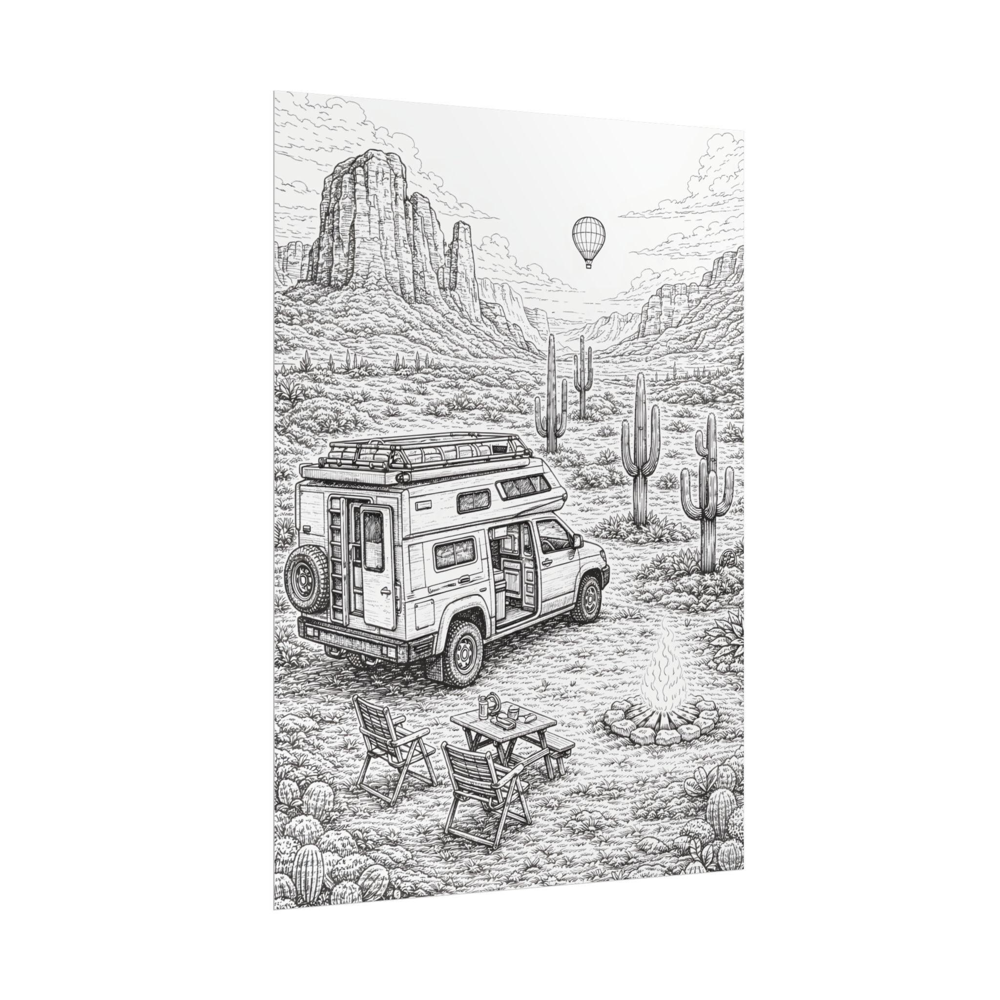 Campervan Poster — Vintage RV Camping Landscape Wall Art