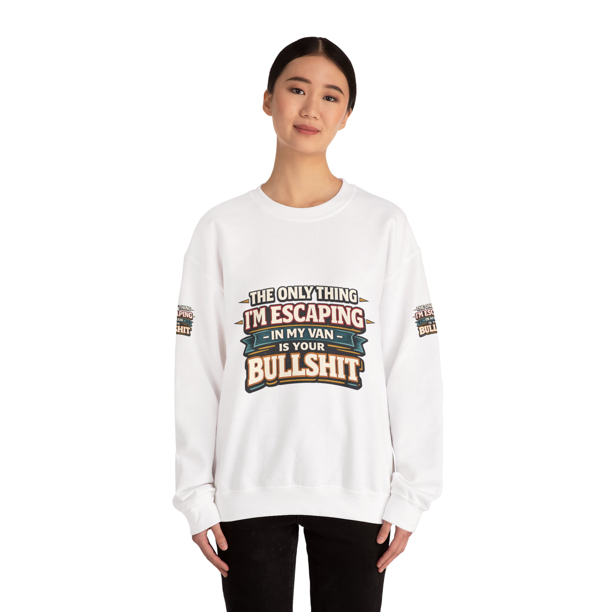 Unisex Heavy Blend™ Crewneck Sweatshirt — "The Only Thing I´m Escaping" Design F**K-Line