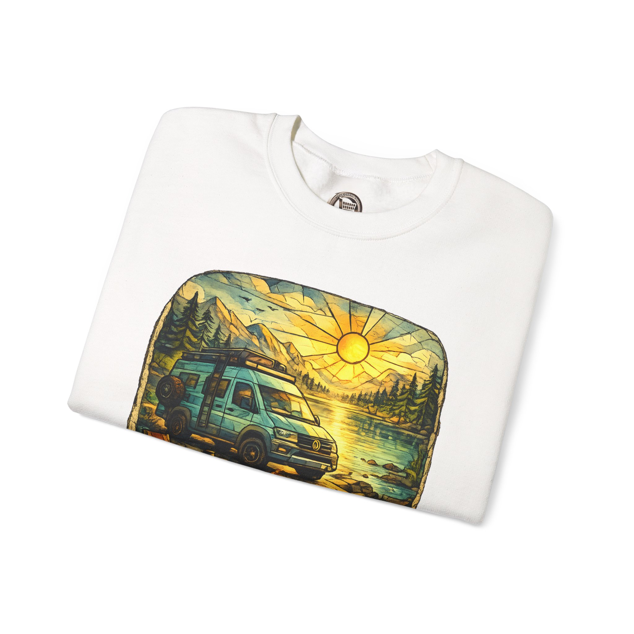 Unisex Heavy Blend™ Crewneck Sweatshirt — "Find Your Escape" Design Cubic-Line