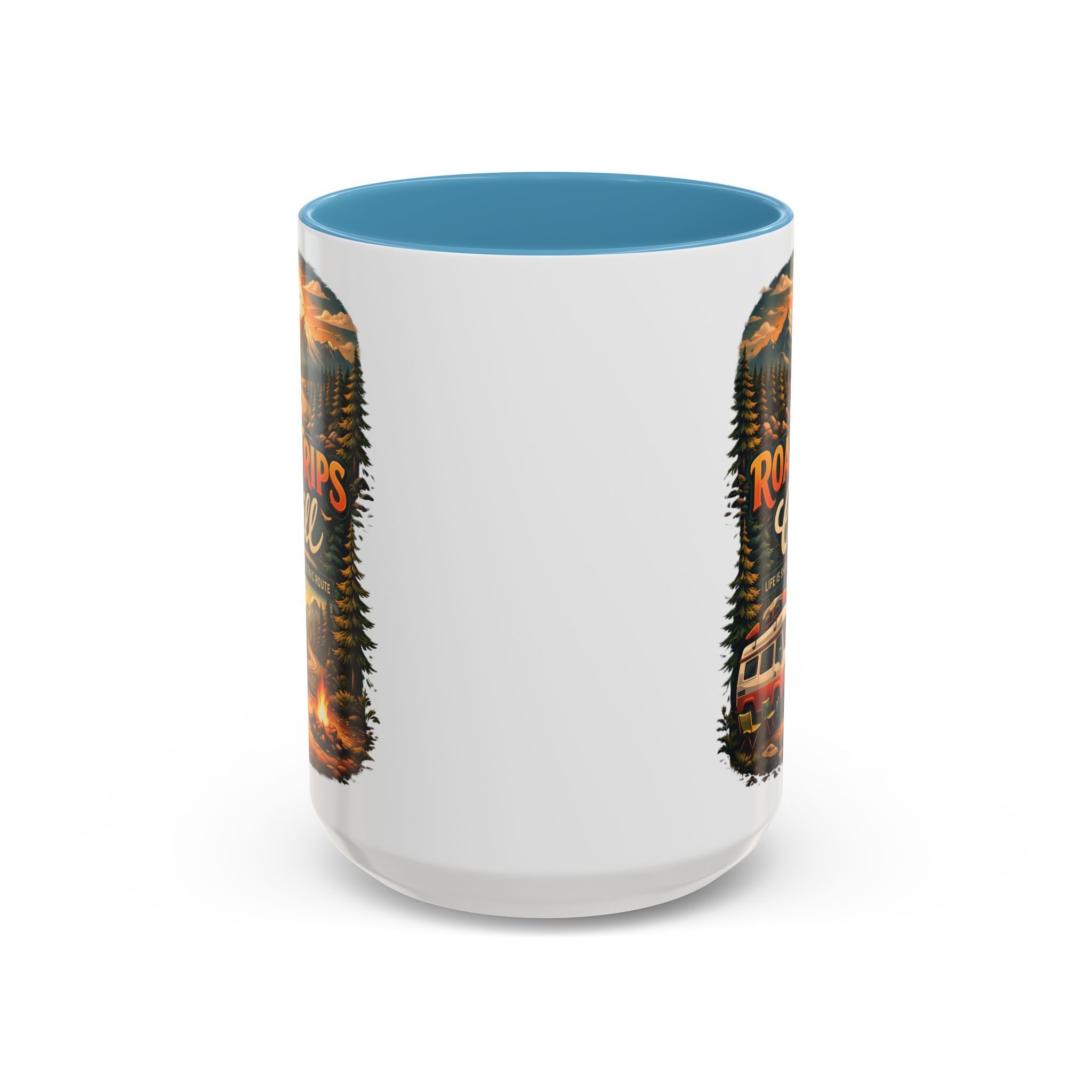 Accent Coffee Mug (11, 15oz) — "Road Trips & Chill" Design Scenic-Line