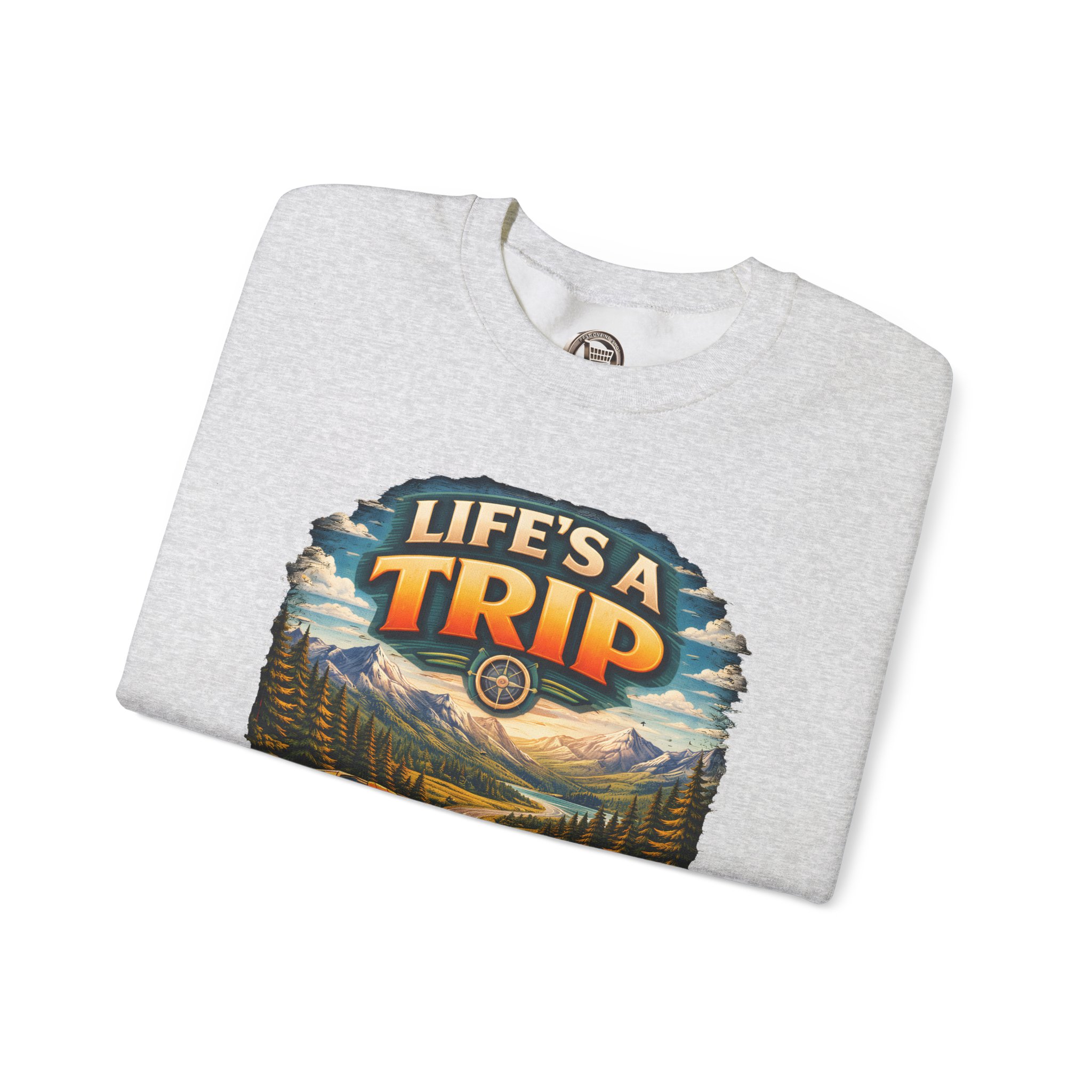Unisex Heavy Blend™ Crewneck Sweatshirt — "Life s A Trip" Design Scenic-Line