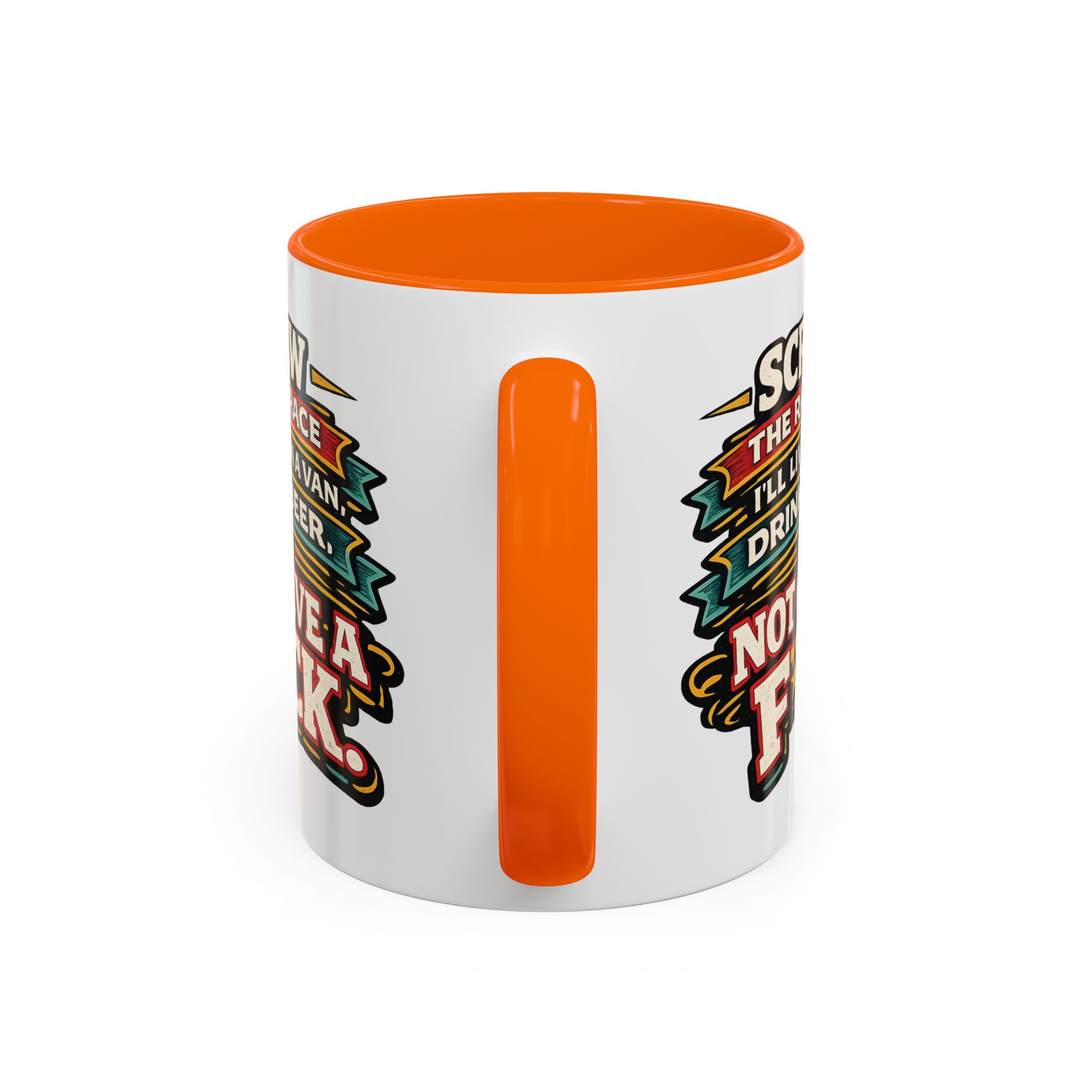 Accent Coffee Mug (11, 15oz) — "Screw The Rat Race" Design F**K-Line