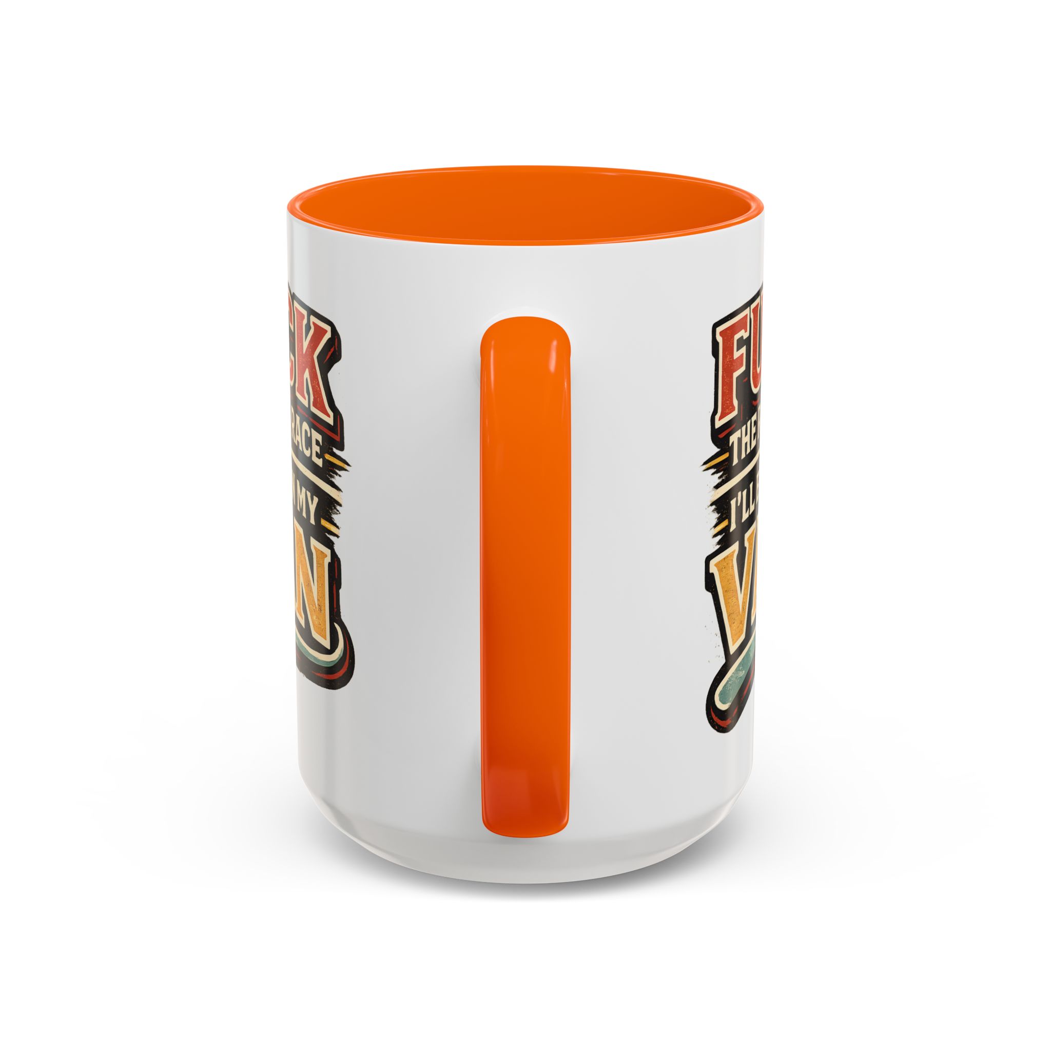 Accent Coffee Mug (11, 15oz) — "Fuck The Rat Race" Design F**K-Line