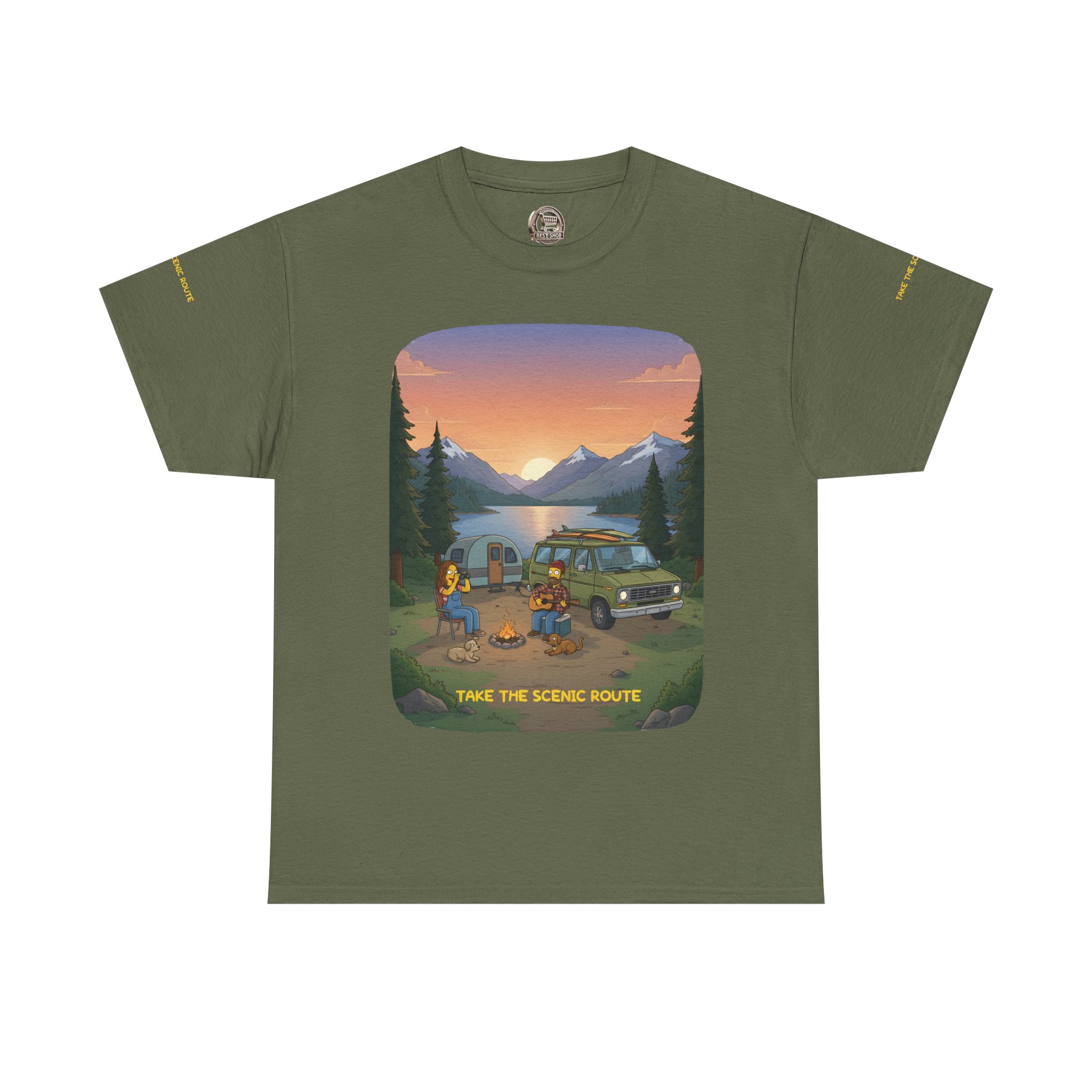 Unisex Heavy Cotton Tee — "Take The Scenic Route" Design Sitcom-Line