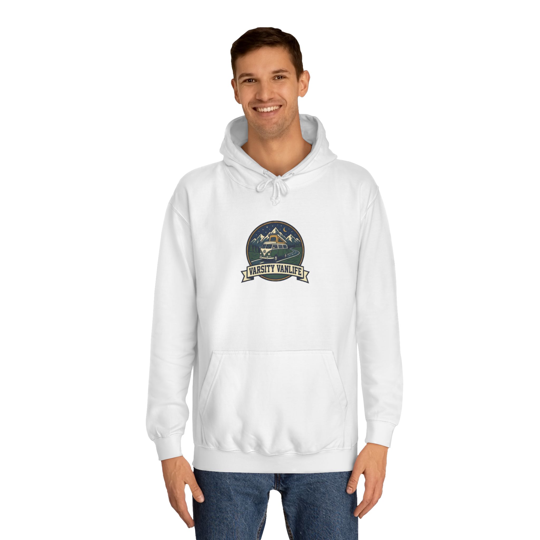 Hoodie — 'Varsity Vanlife-Adventure Academy ' College Road Trip Sweatshirt