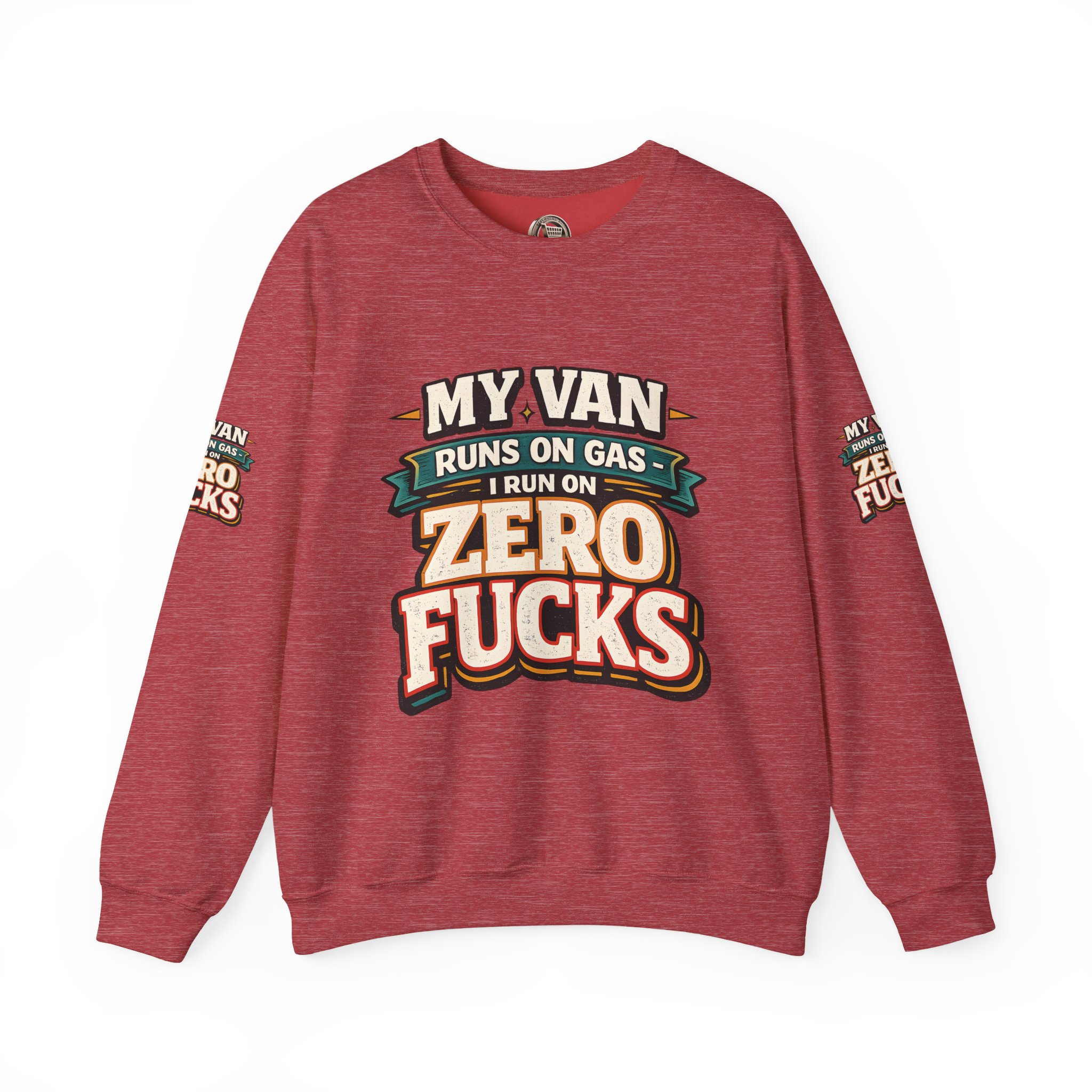 Unisex Heavy Blend™ Crewneck Sweatshirt — "My Van Runs On Gas" Design F**K-Line