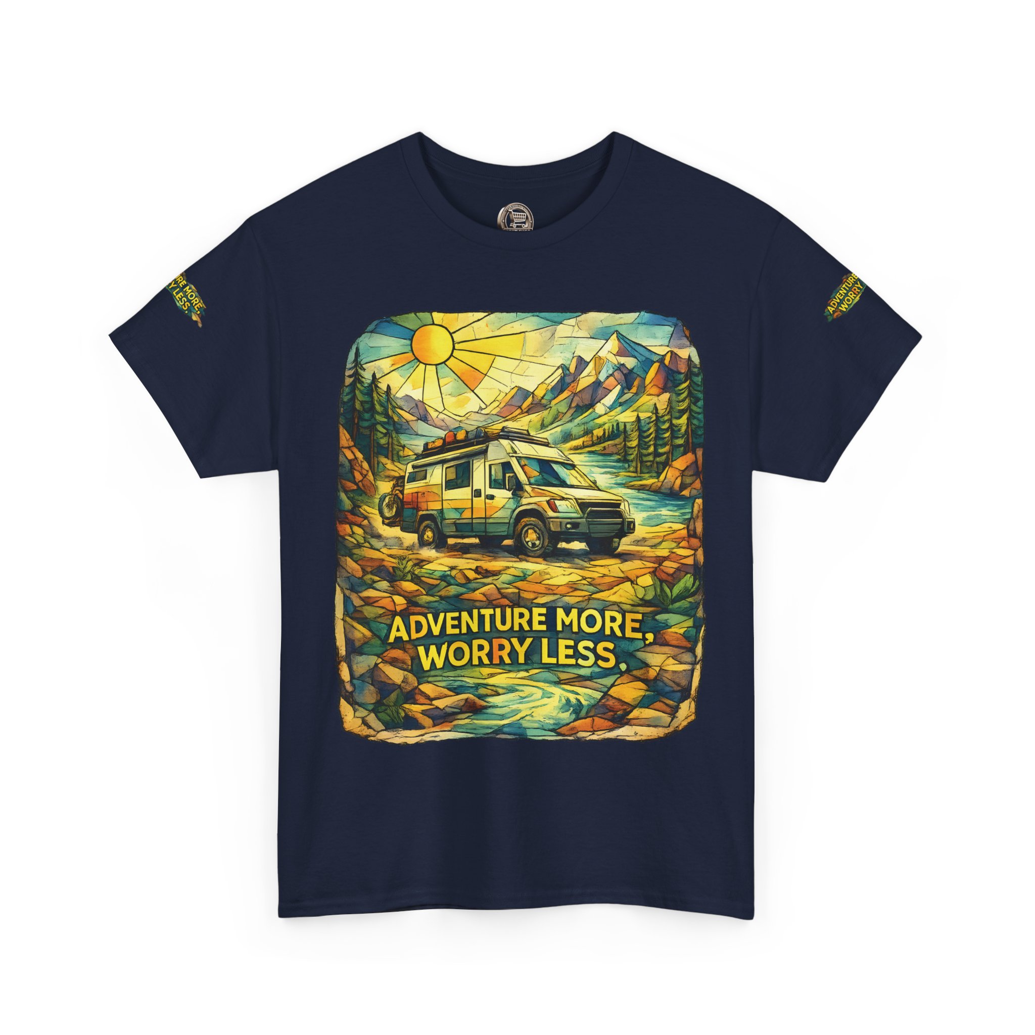 2777888152599718322_2048.jpeg Unisex Heavy Cotton Tee — "Adventure More Worry Less" Design Cubic-Line