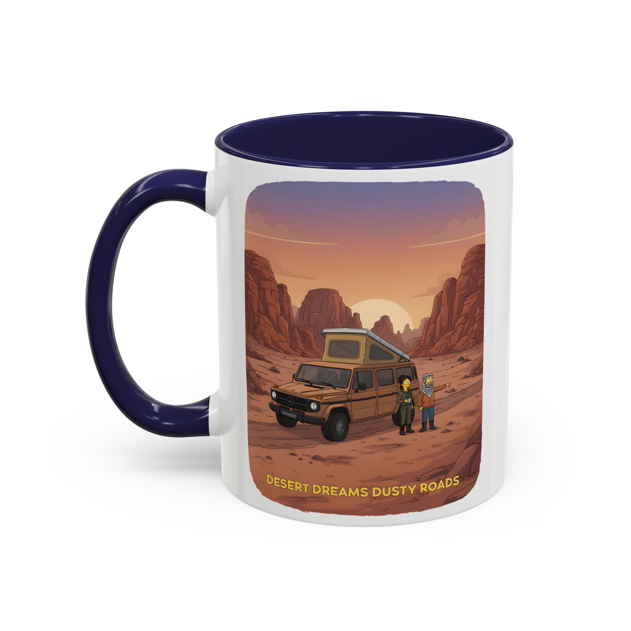Accent Coffee Mug (11, 15oz) — "Desert Dreams Dusty Roads" Design Sitcom-Line