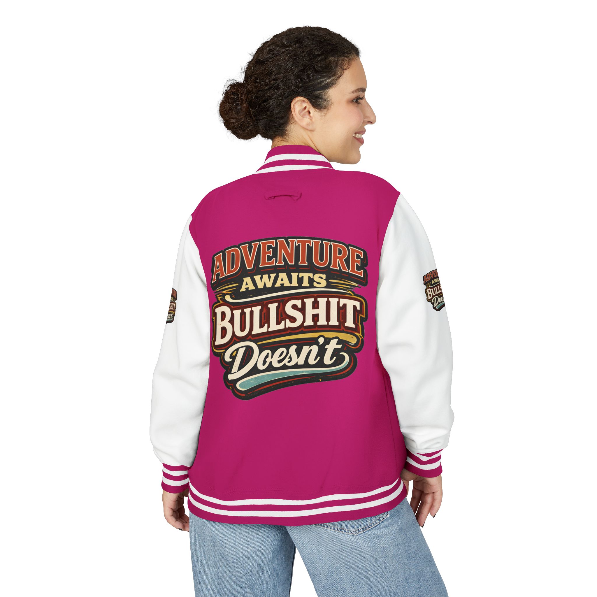 Unisex Heavyweight Letterman Jacket — "Adventure Awaits" Design F**K-Line