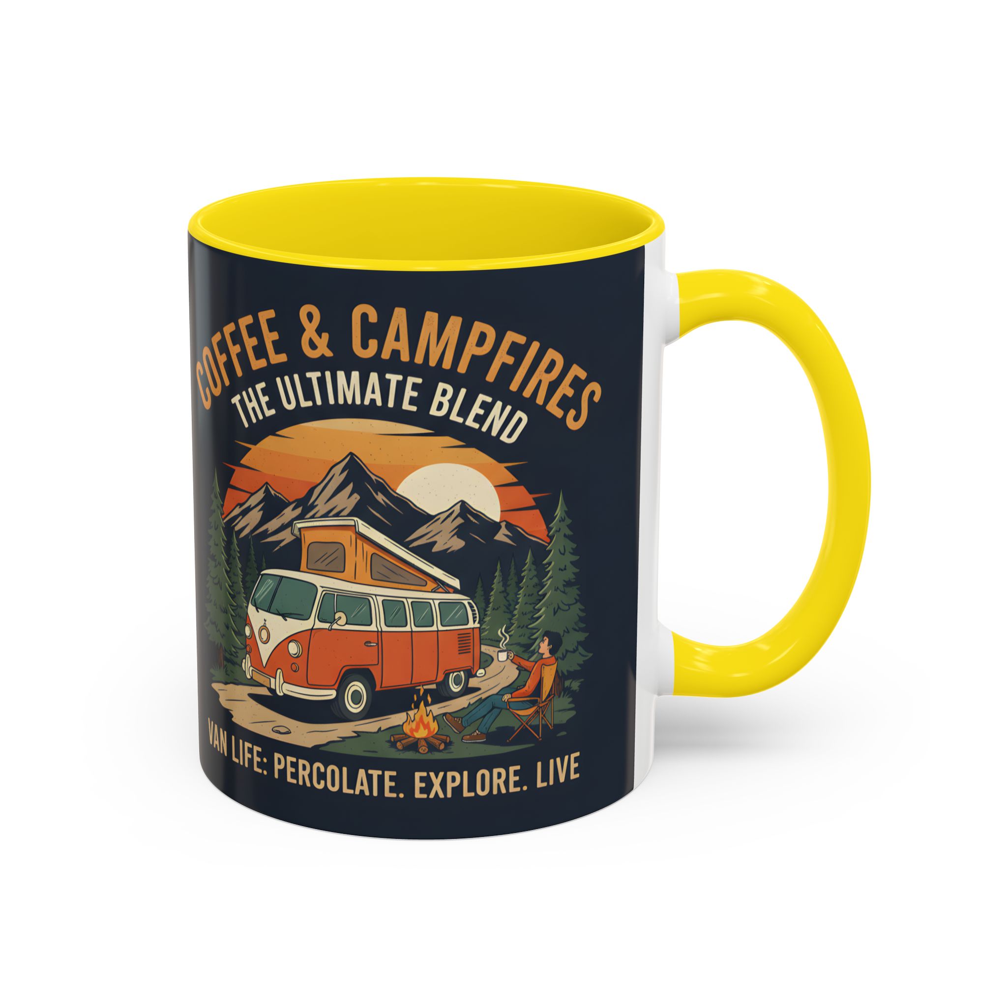 Accent Coffee Mug (11, 15oz) — "Coffee and campfires"