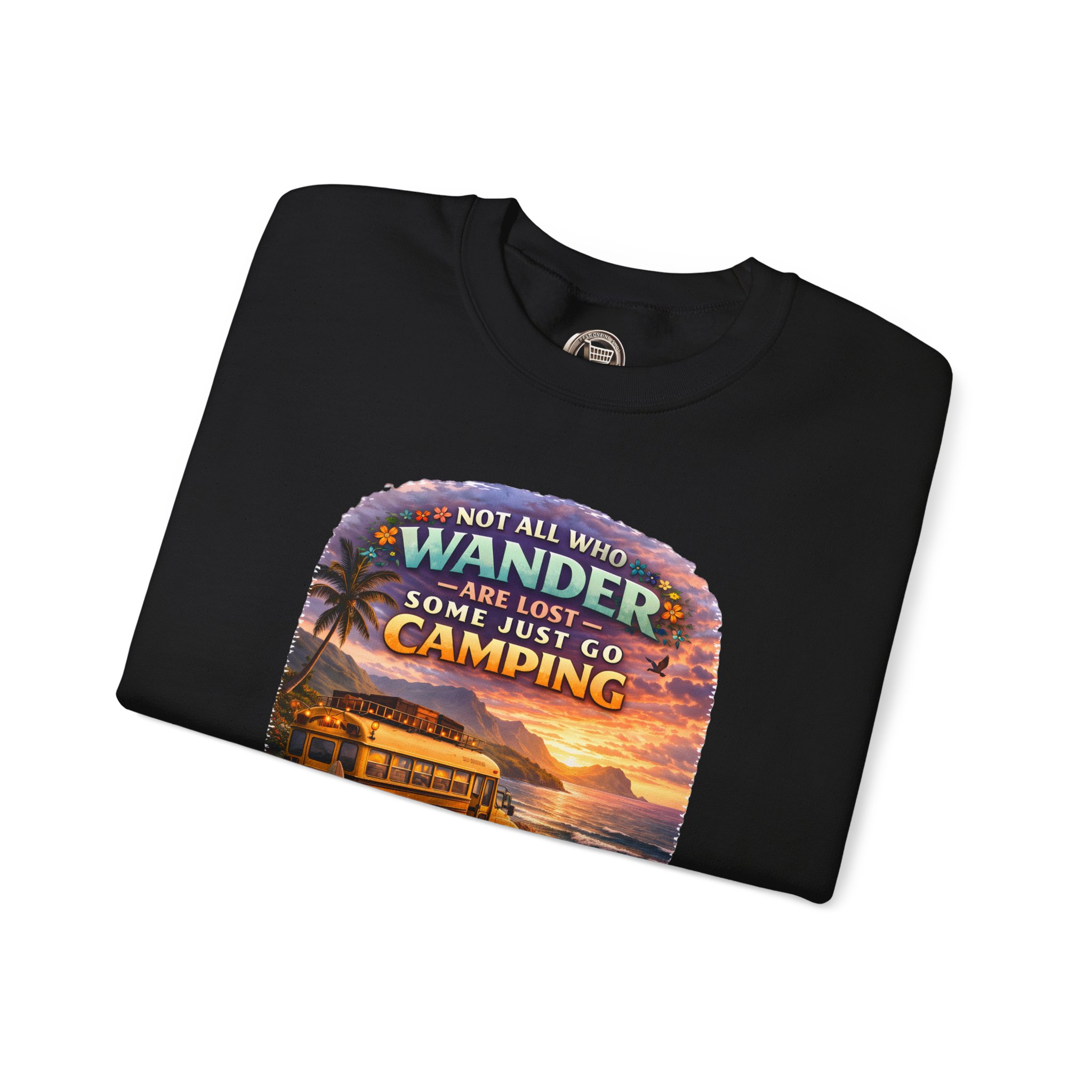 Unisex Heavy Blend™ Crewneck Sweatshirt — "Not All Who Wander Are Lost" Design Scenic-Line