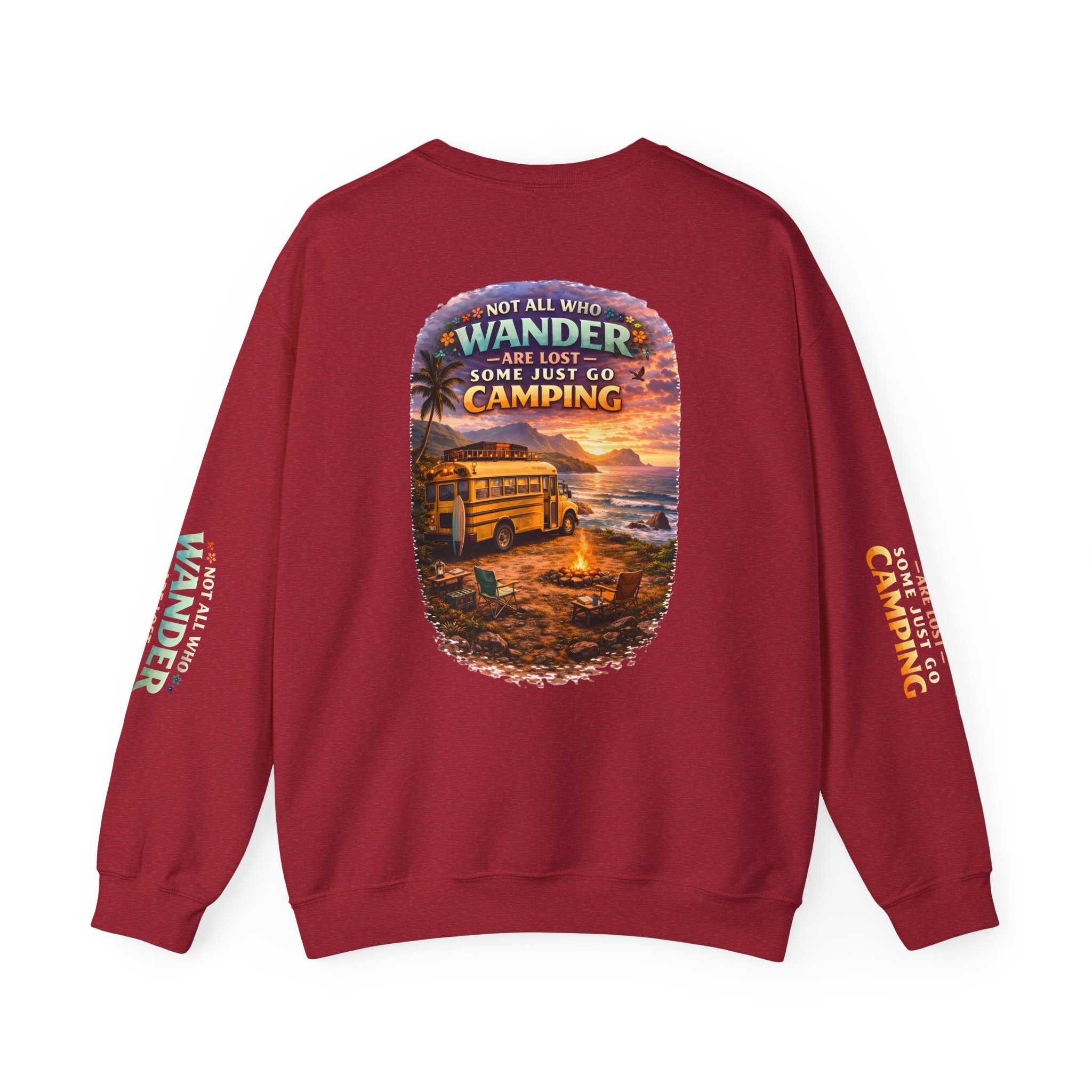 Unisex Heavy Blend™ Crewneck Sweatshirt — "Not All Who Wander Are Lost" Design Scenic-Line