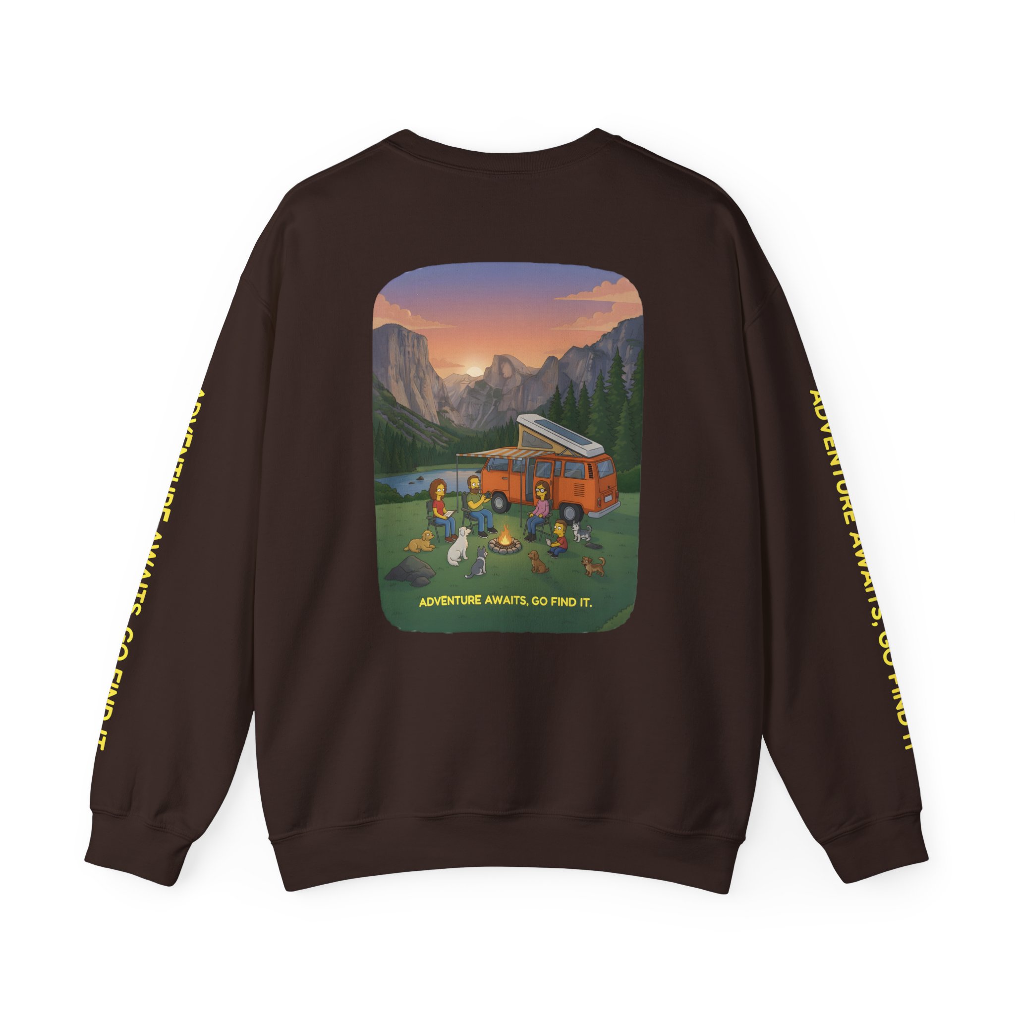 Unisex Heavy Blend™ Crewneck Sweatshirt — "Adventure Awaits-Go Find It"" Design Sitcom-Line