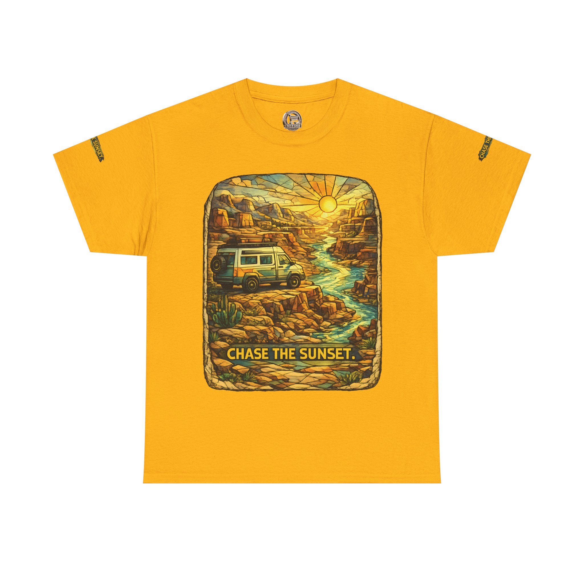 2792012549978670921_2048.jpeg Unisex Heavy Cotton Tee — "Chase The Sunset" Design Cubic-Line