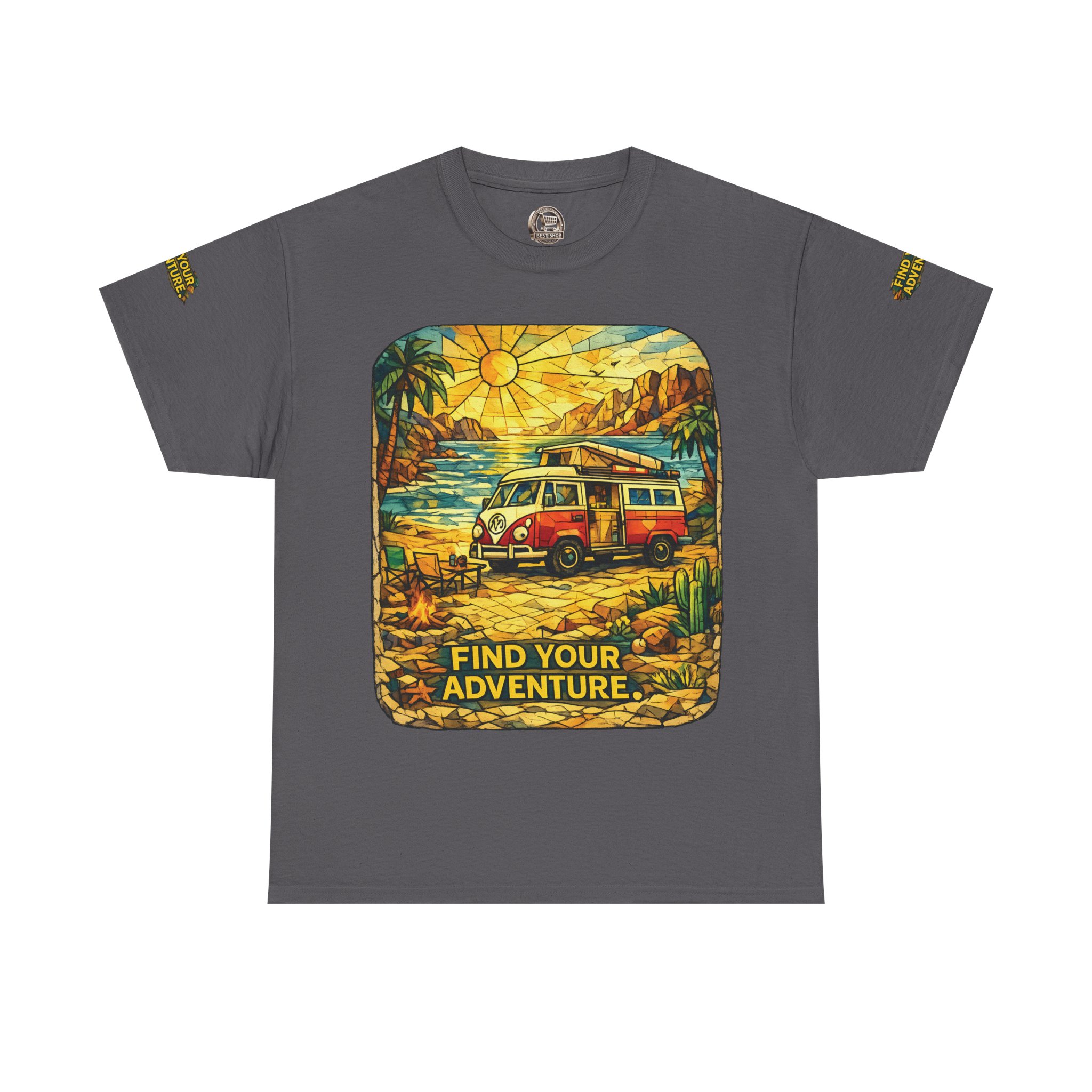 Unisex Heavy Cotton Tee — "Find Your Adventure" Design Cubic-Line