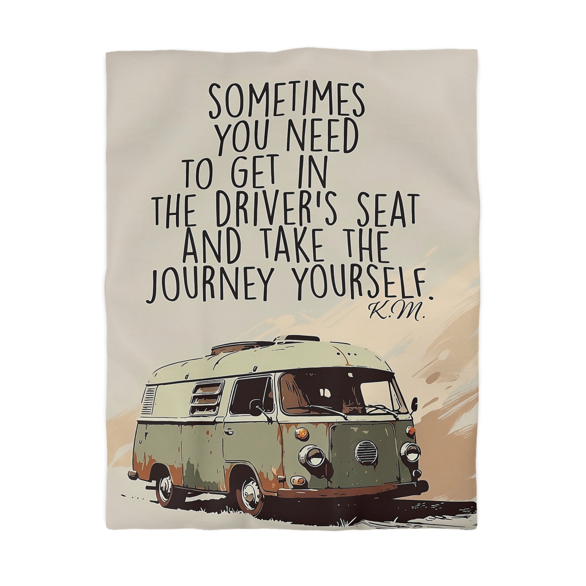 2799753930305098116_2048.jpeg Duvet Cover — 'Take the Journey Yourself' Vintage Camper Quote Bedding