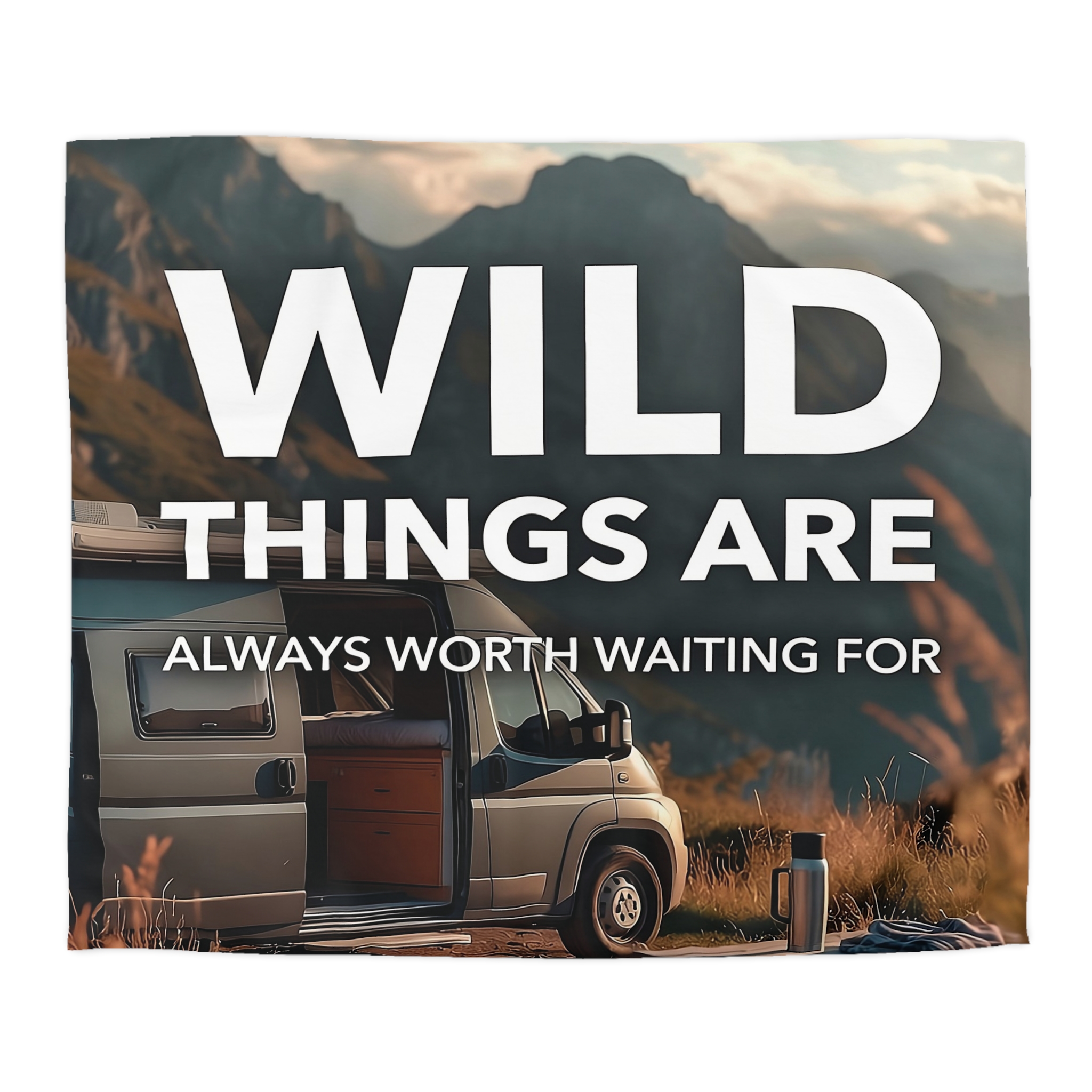 Duvet Cover — "Wild Things Are Always Worth Waiting For" Scenic Camper Bedroom Decor