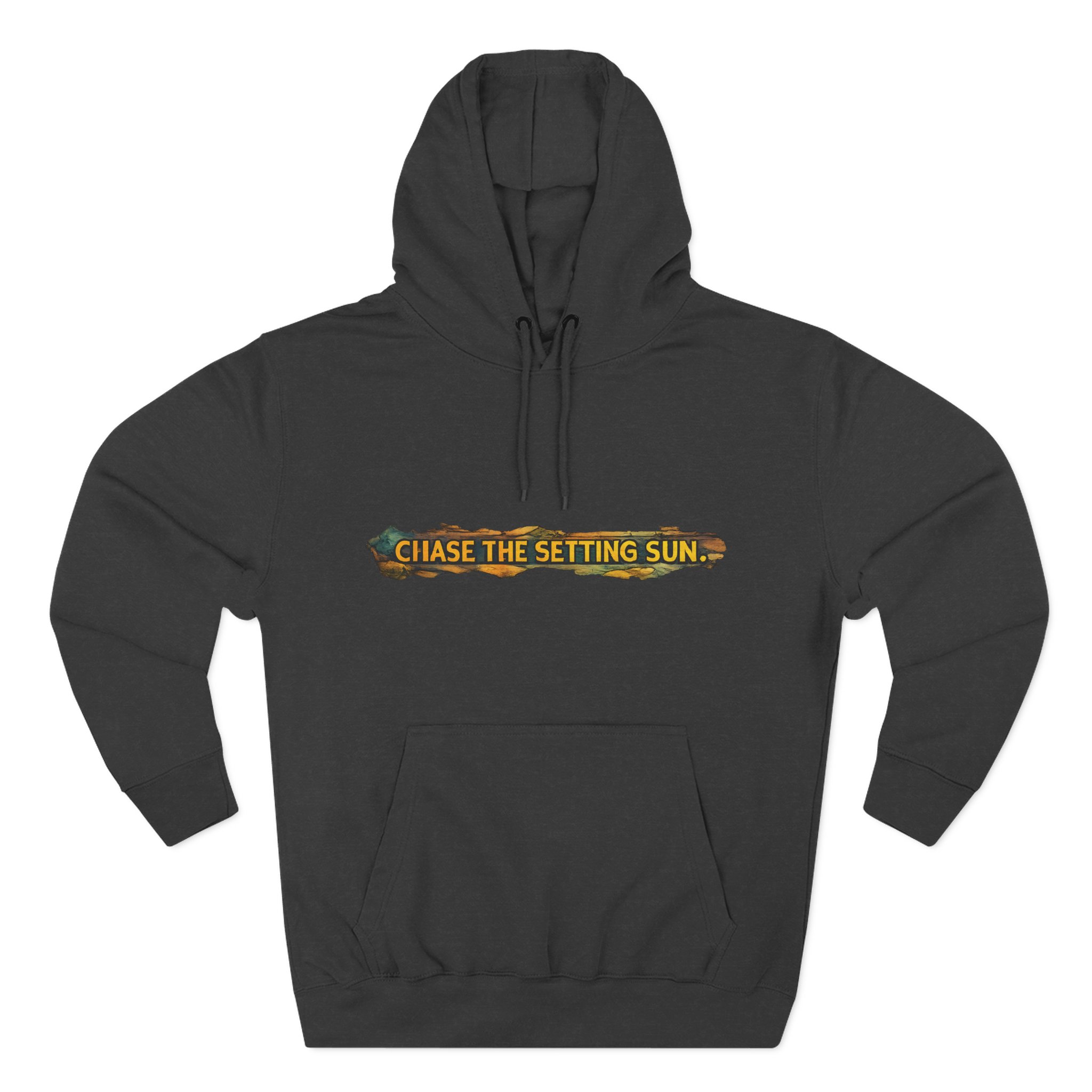 Three-Panel Fleece Hoodie - "Chase The Settings Sun" Design Cubic-Line