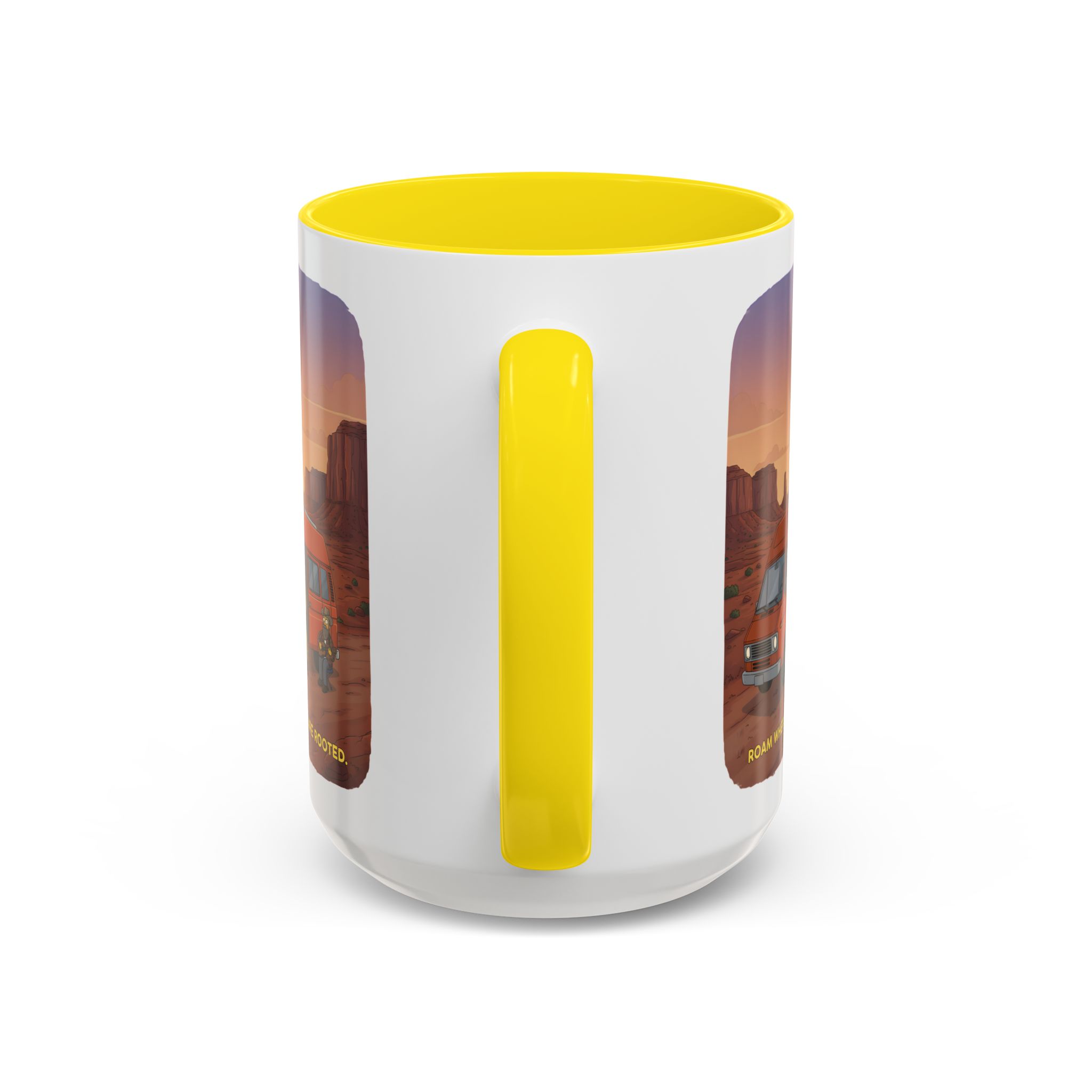 Accent Coffee Mug (11, 15oz) — "Roam Where You Are Rooted" Design Sitcom-Line