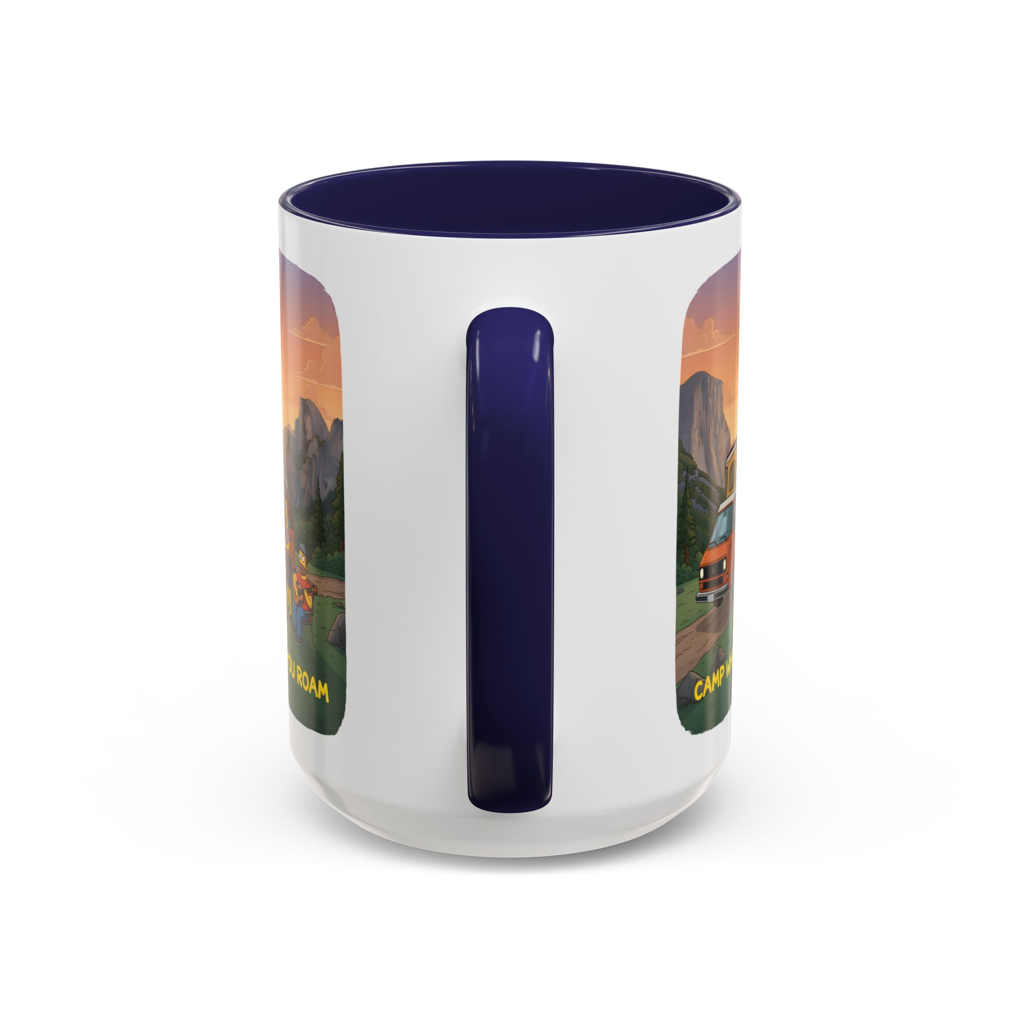 Accent Coffee Mug (11, 15oz) — "Camp Where You Roam" Design Sitcom-Line