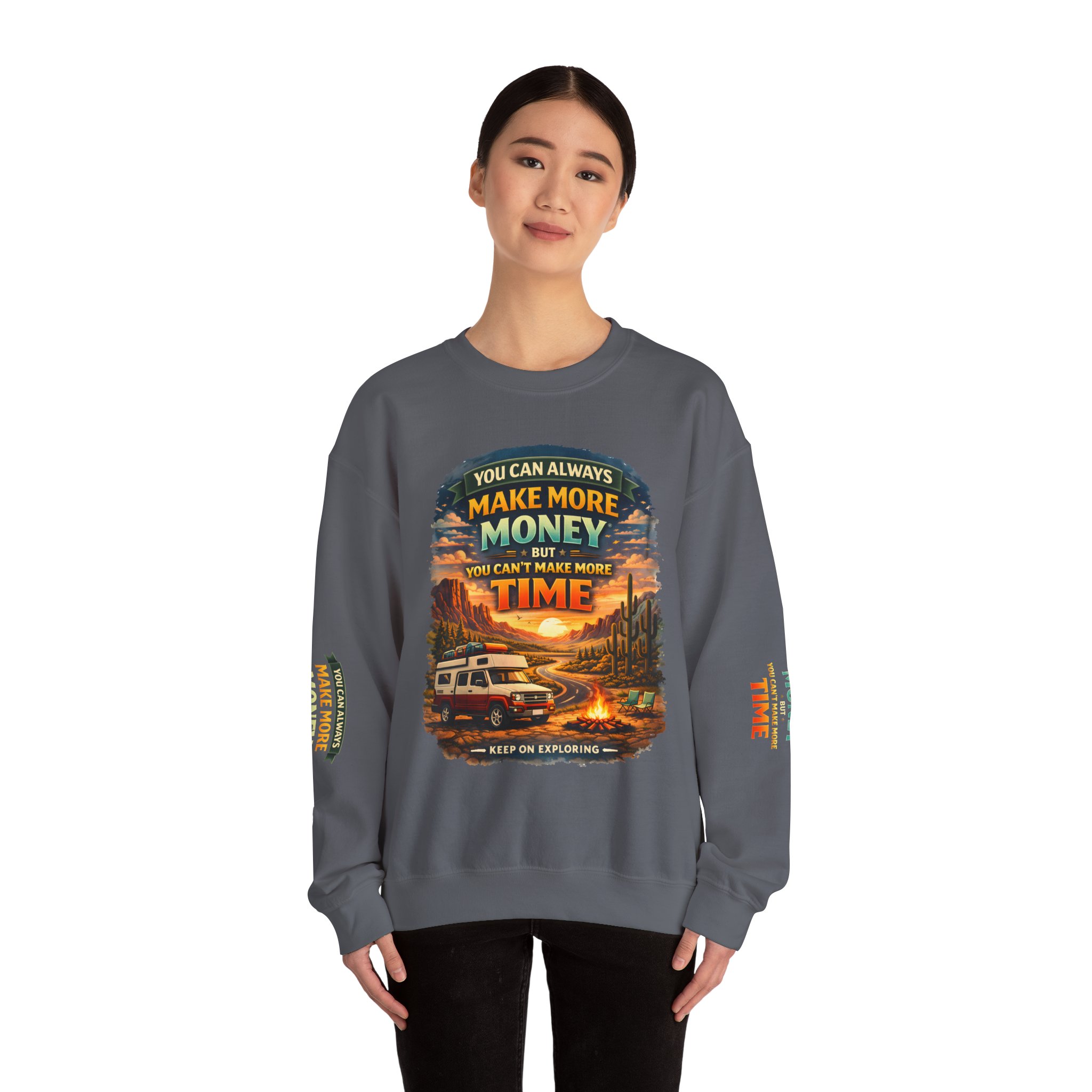 Unisex Heavy Blend™ Crewneck Sweatshirt — "You Can Always Make More Money" Design Scenic-Line