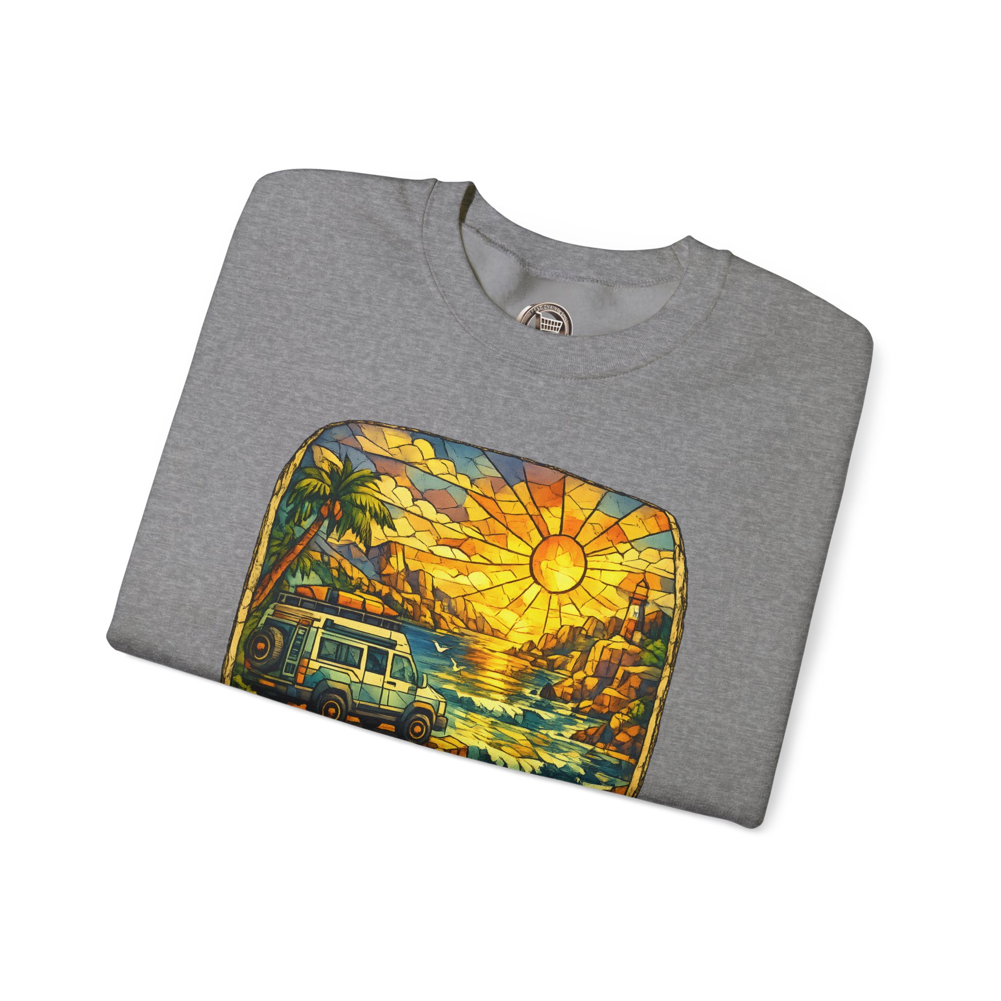 Unisex Heavy Blend™ Crewneck Sweatshirt — "Explore Beyond The Horizon" Design Cubic-Line