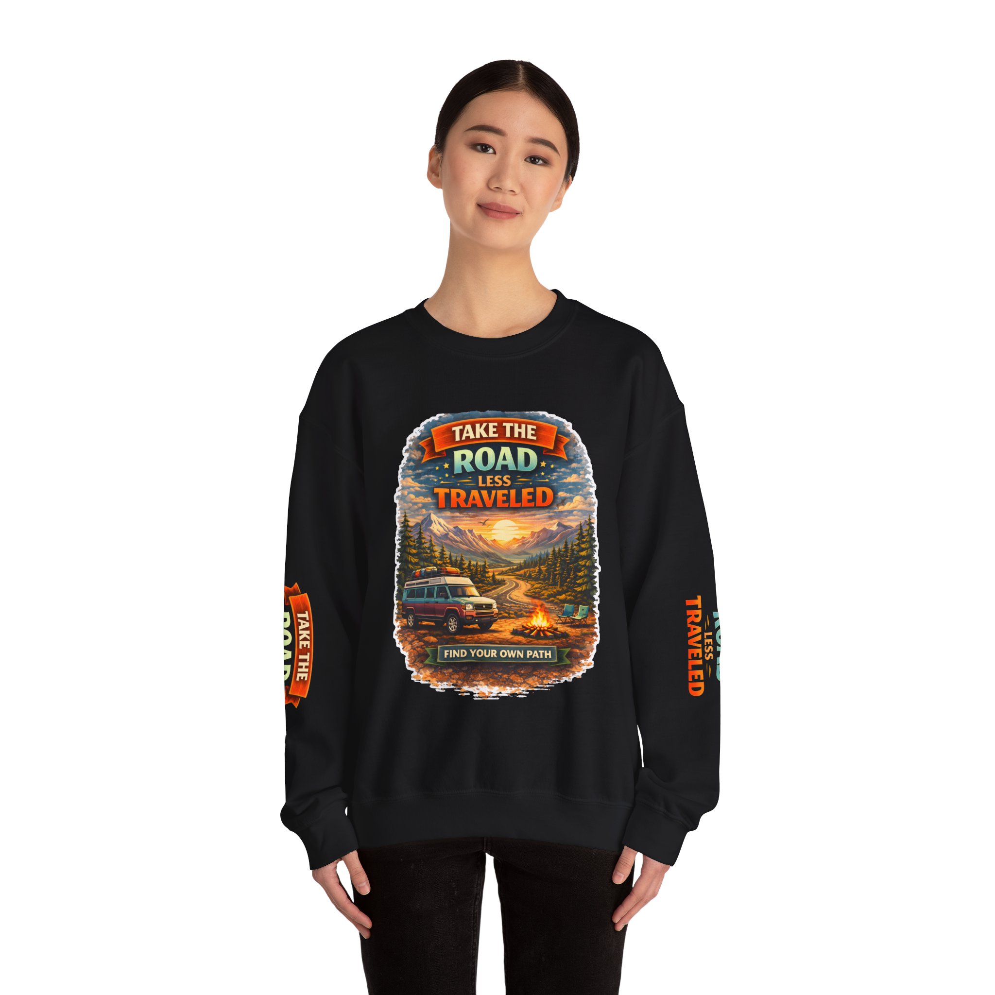 2825127958768572472_2048.jpeg Unisex Heavy Blend™ Crewneck Sweatshirt — "Take The Road Less Traveled" Design Scenic-Line