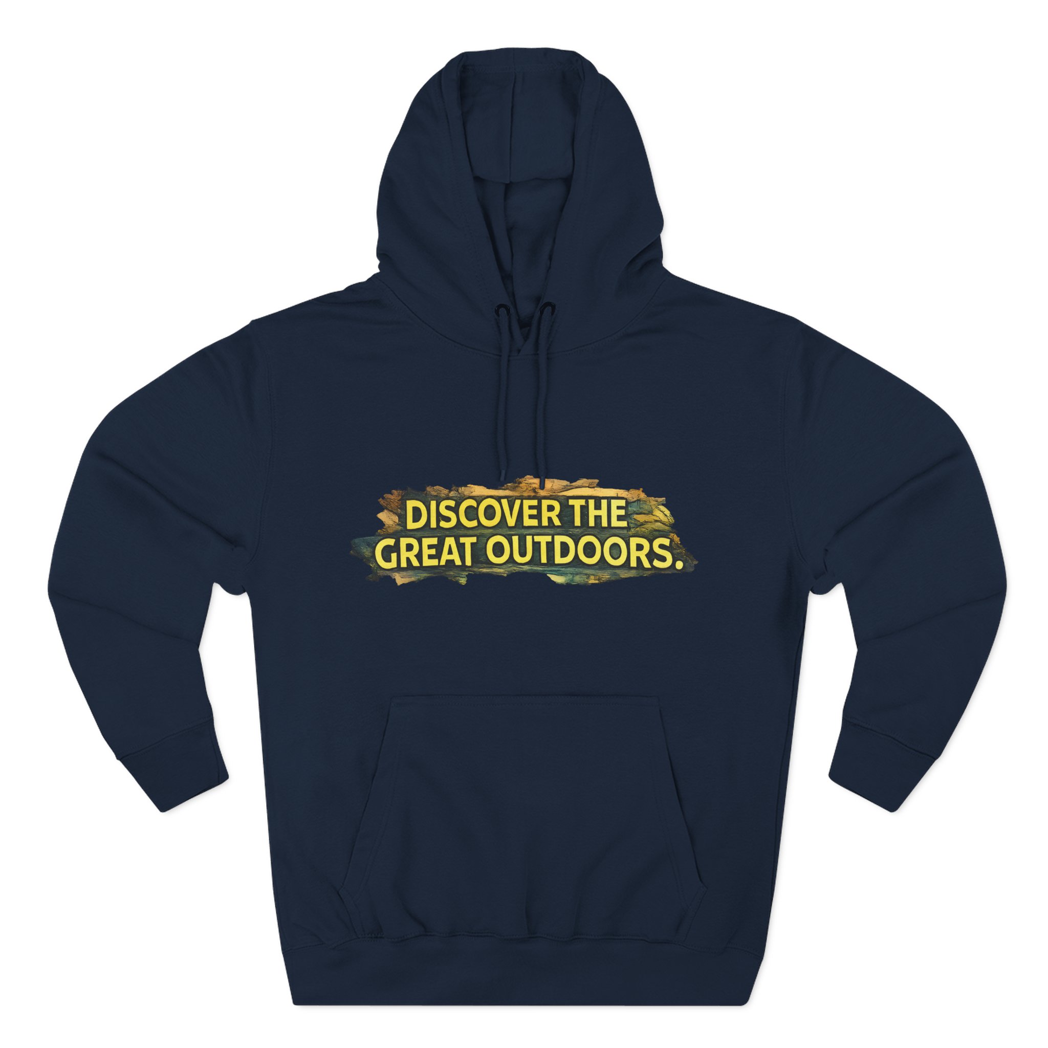 Three-Panel Fleece Hoodie - "Discover The Great Outdoors" Design Cubic-Line